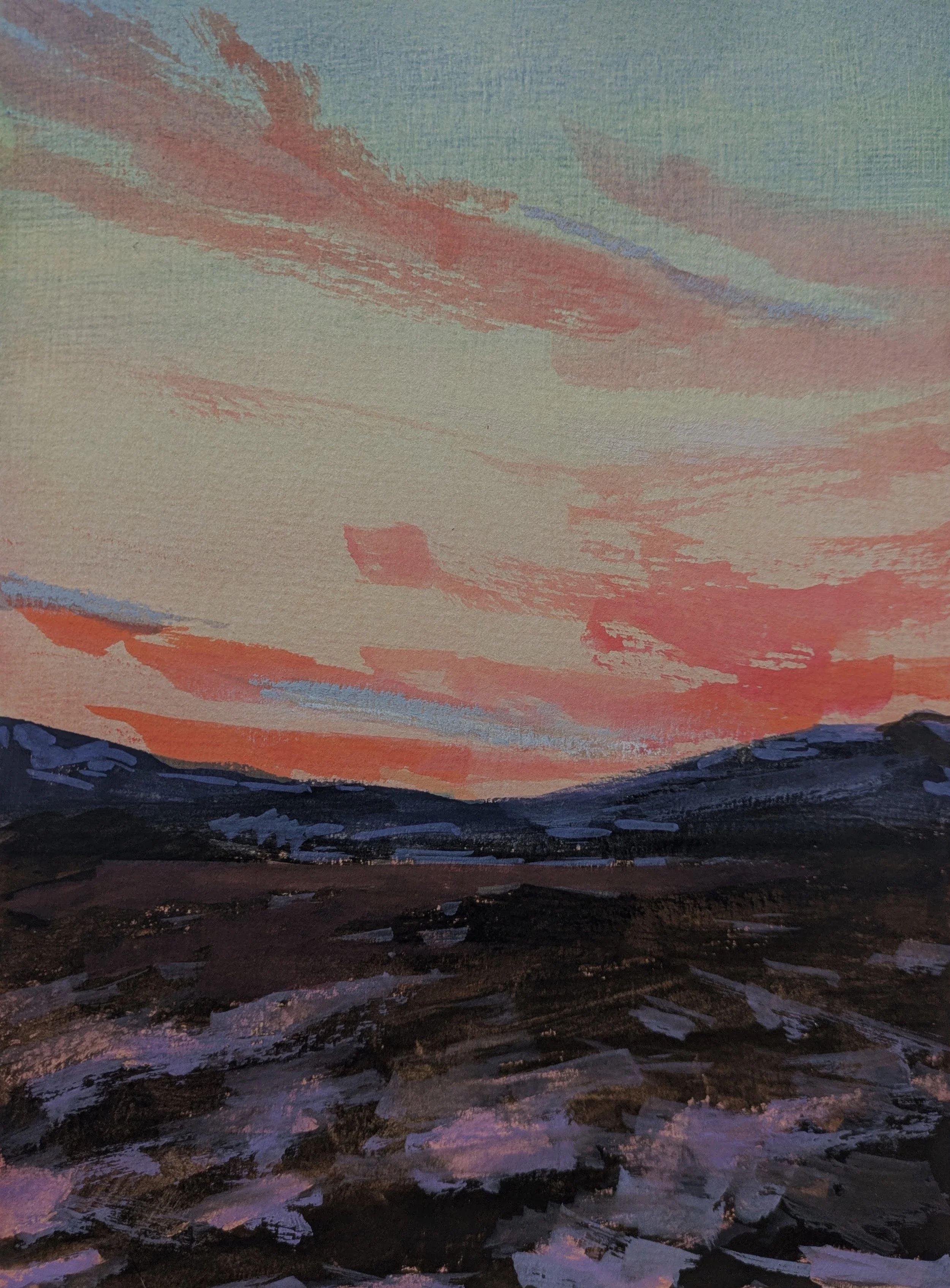 Montana Sunset  l  7.5x10  l  Gouache  l  Framed  l  $200