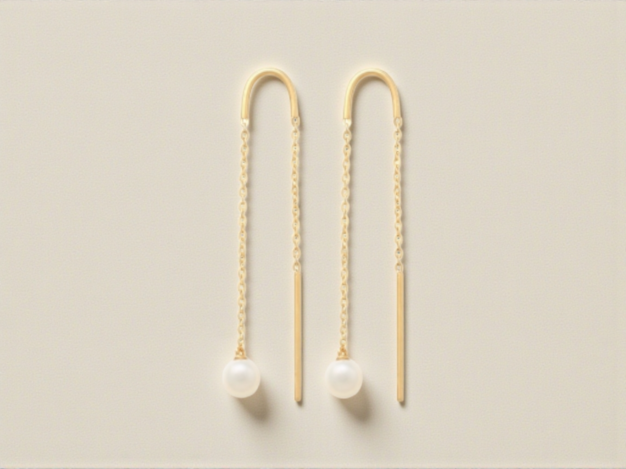 9ct Yellow Gold Freshwater Pearl Chain Earrings