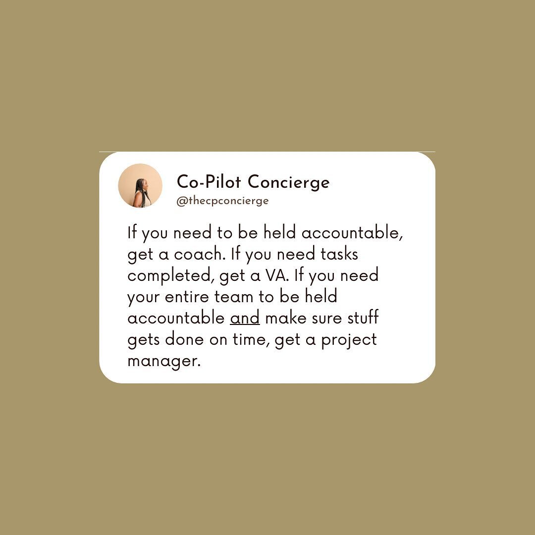 Read this if you have systems but are still feeling disorganized. 👇🏾

If keeping yourself (and your team) on track is where you need help, a project manager is your best bet. 

You have the clients. You provide a great service. You have the VA. You