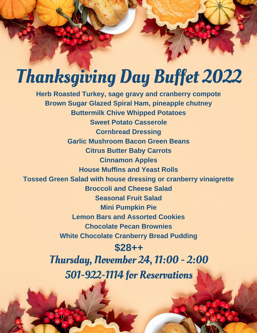 Thanksgiving Day Buffet — Diamante Country Club