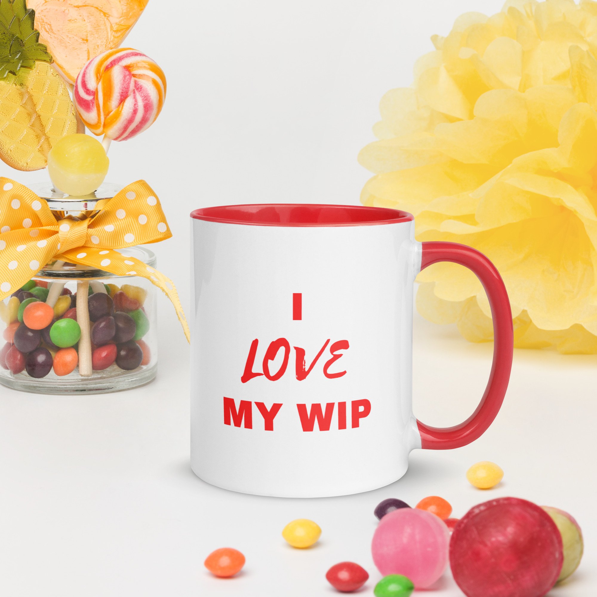 Mug with I LOVE MY WIP statement