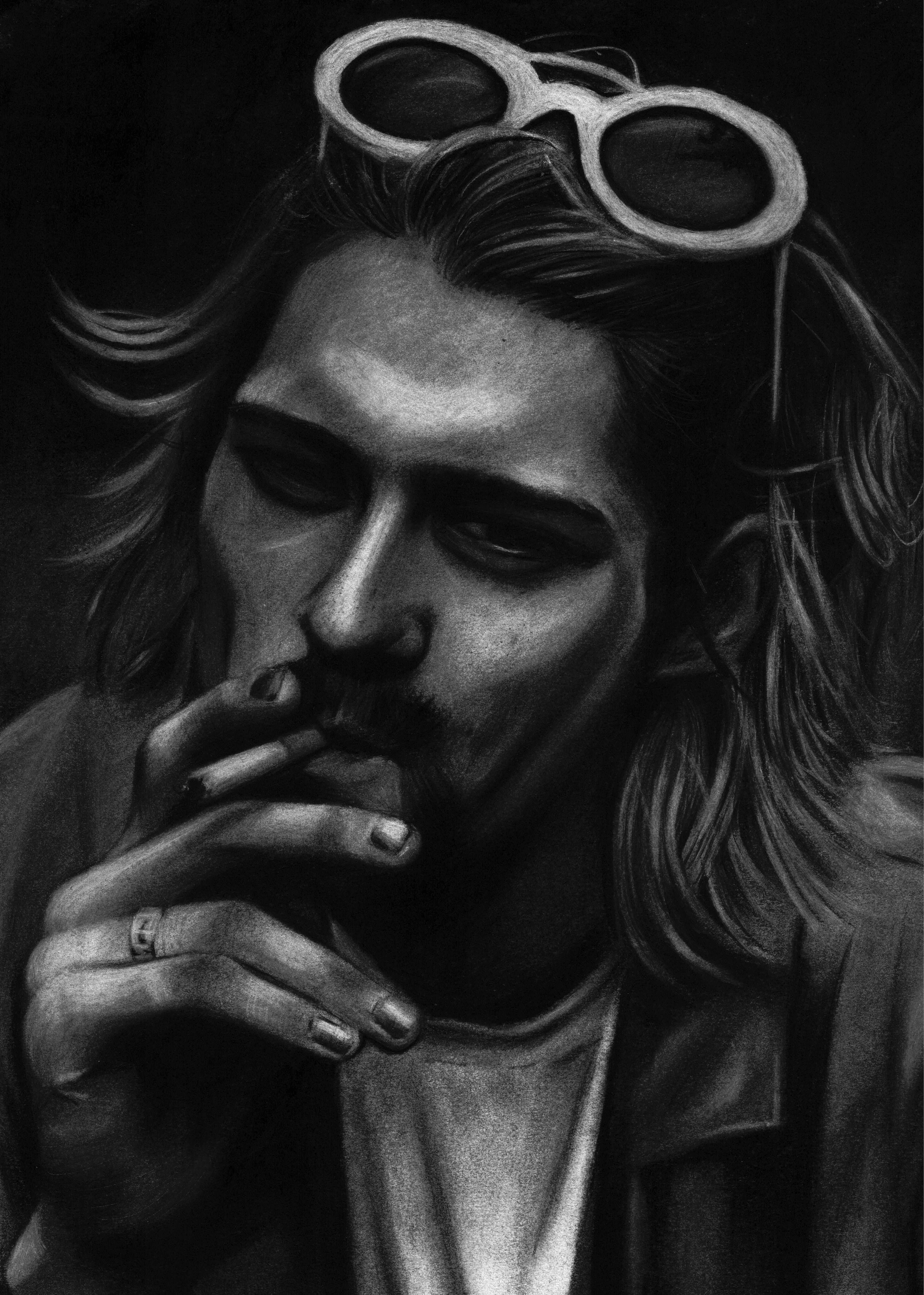 'Cobain'
9 x 12 in.
Charcoal on paper