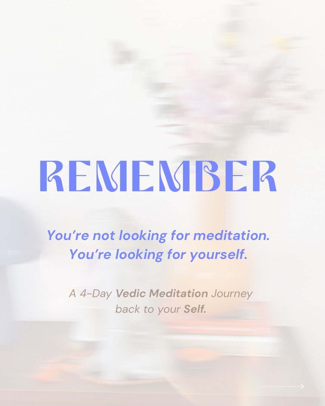 We don&rsquo;t come to Vedic meditation to add something to our lives.

We come because a quiet part of us knows we&rsquo;ve drifted from who we really are.

Modern life pulls us into doing, reacting, performing,
and somewhere along the way, the real