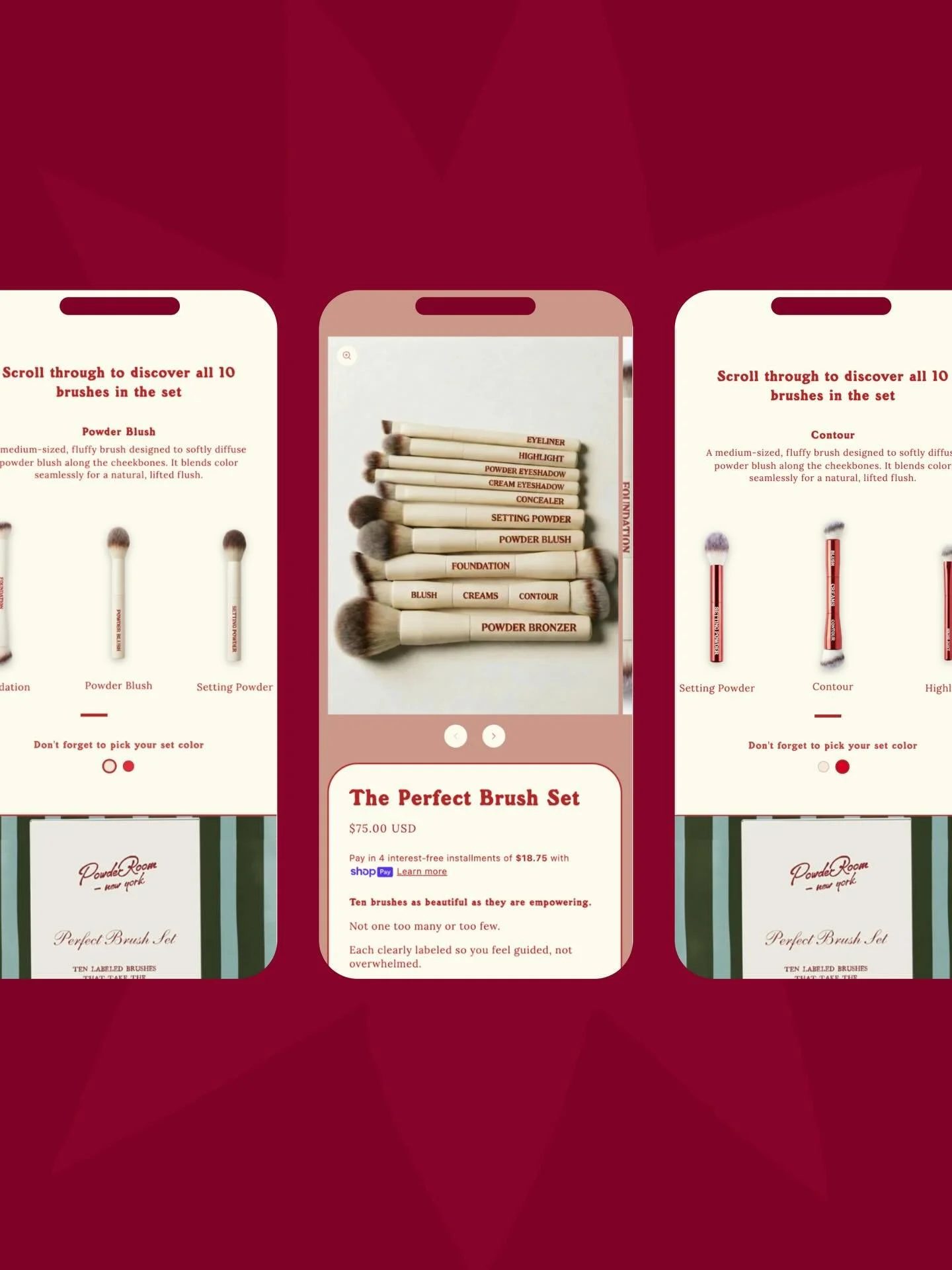 One more moment for Powder Room 💄✨

We custom designed and built this scrollable section for the Brush Set PDP and I&rsquo;m still not over it. 

Each of Jenna&rsquo;s make-up brushes are named for their use so that you&rsquo;re never wondering whic