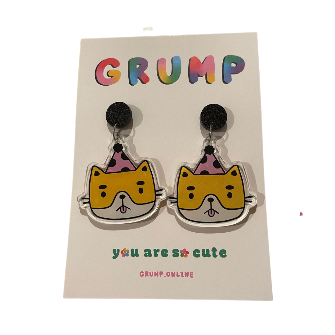 party cat earrings