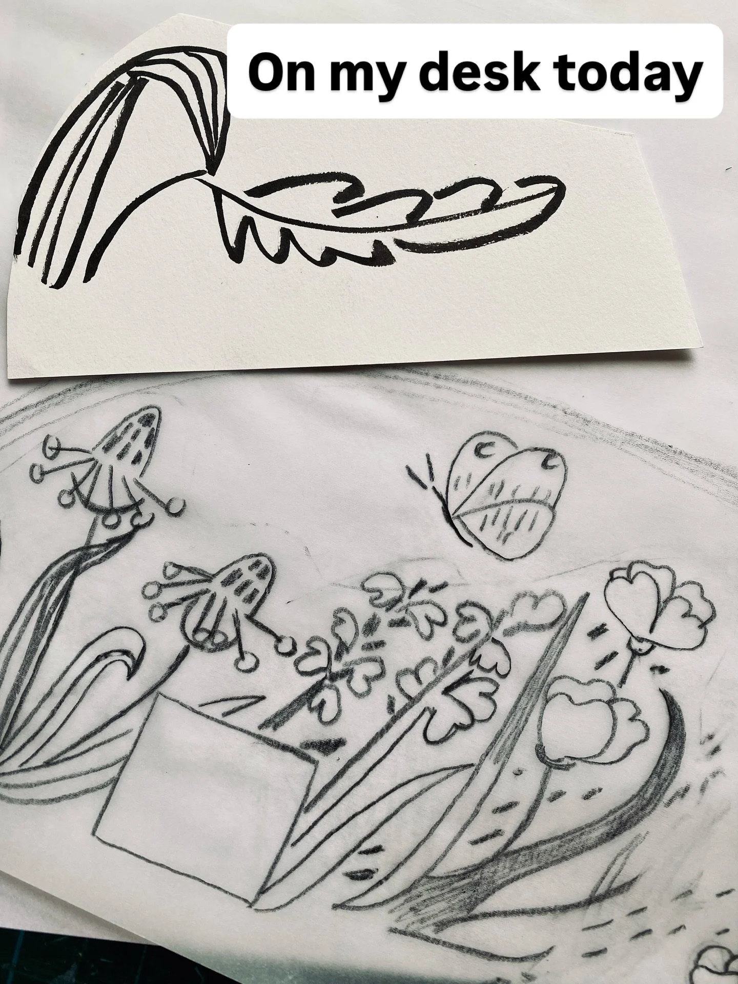 On my desk today designs for a new illustration commission. Thinking about colours and positive negative shapes! Linocut stuff! 
I have loved my camping holidays this year but it also feels really good to be back working in the studio, calm
Hope you 