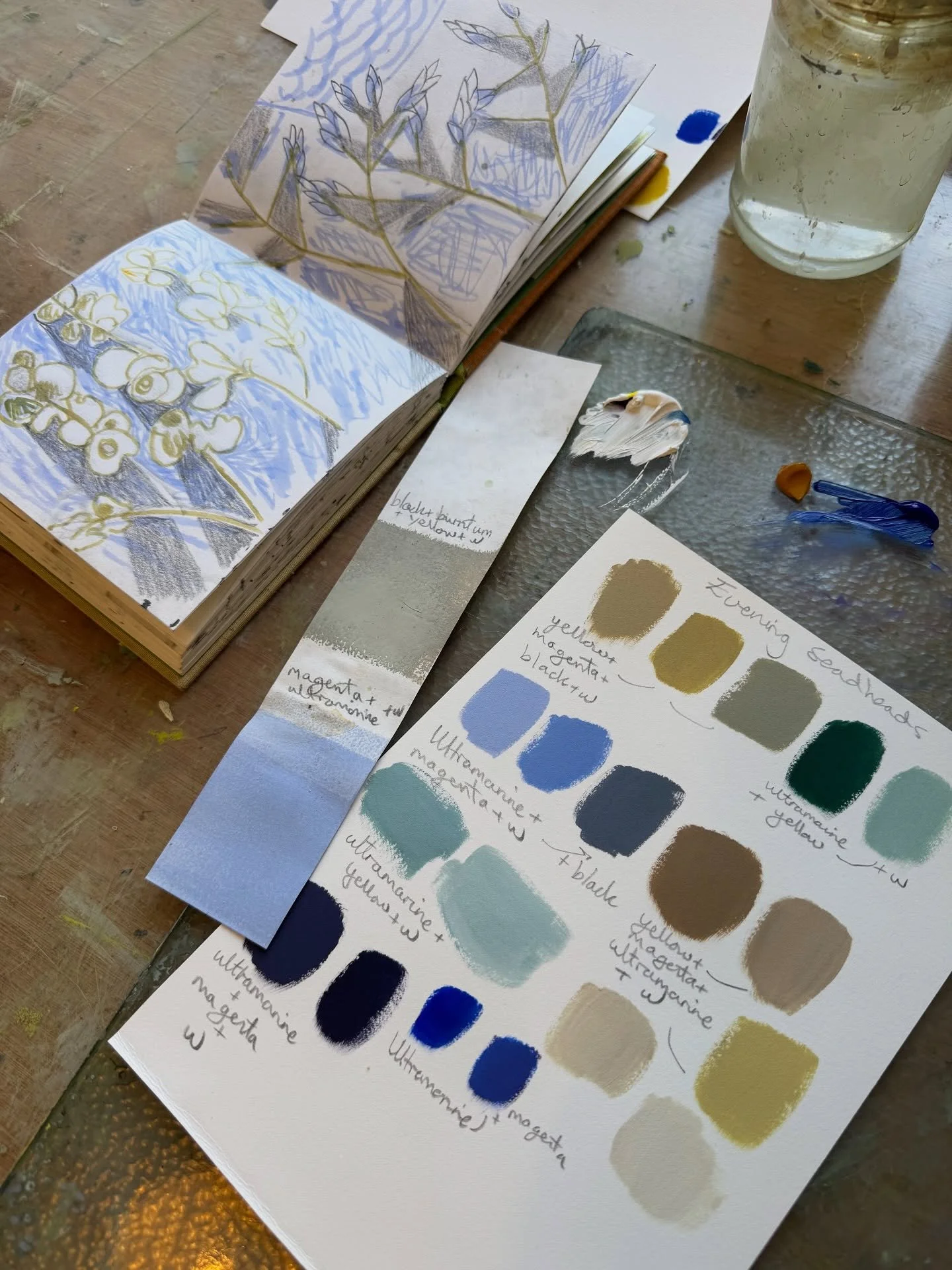 Colour palette for seedheads drawing. It was early evening by the sea, a lovely light.