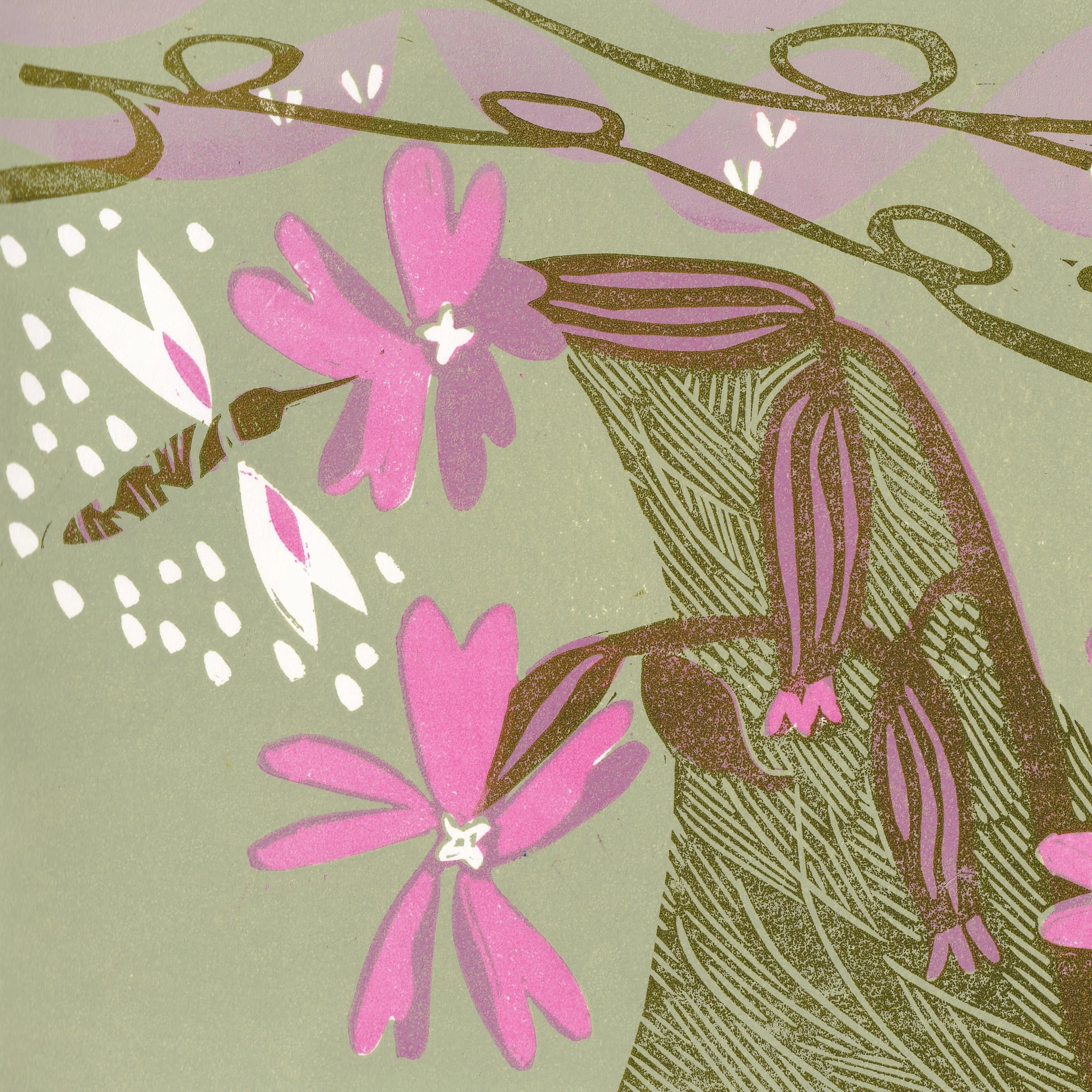 I am home again after time visiting family . My garden is now exploding with wildflowers especially the pink or red campion. So I thought I would reshare this Campion print that I made last Summer. These little flowers hold that summer feeling for me