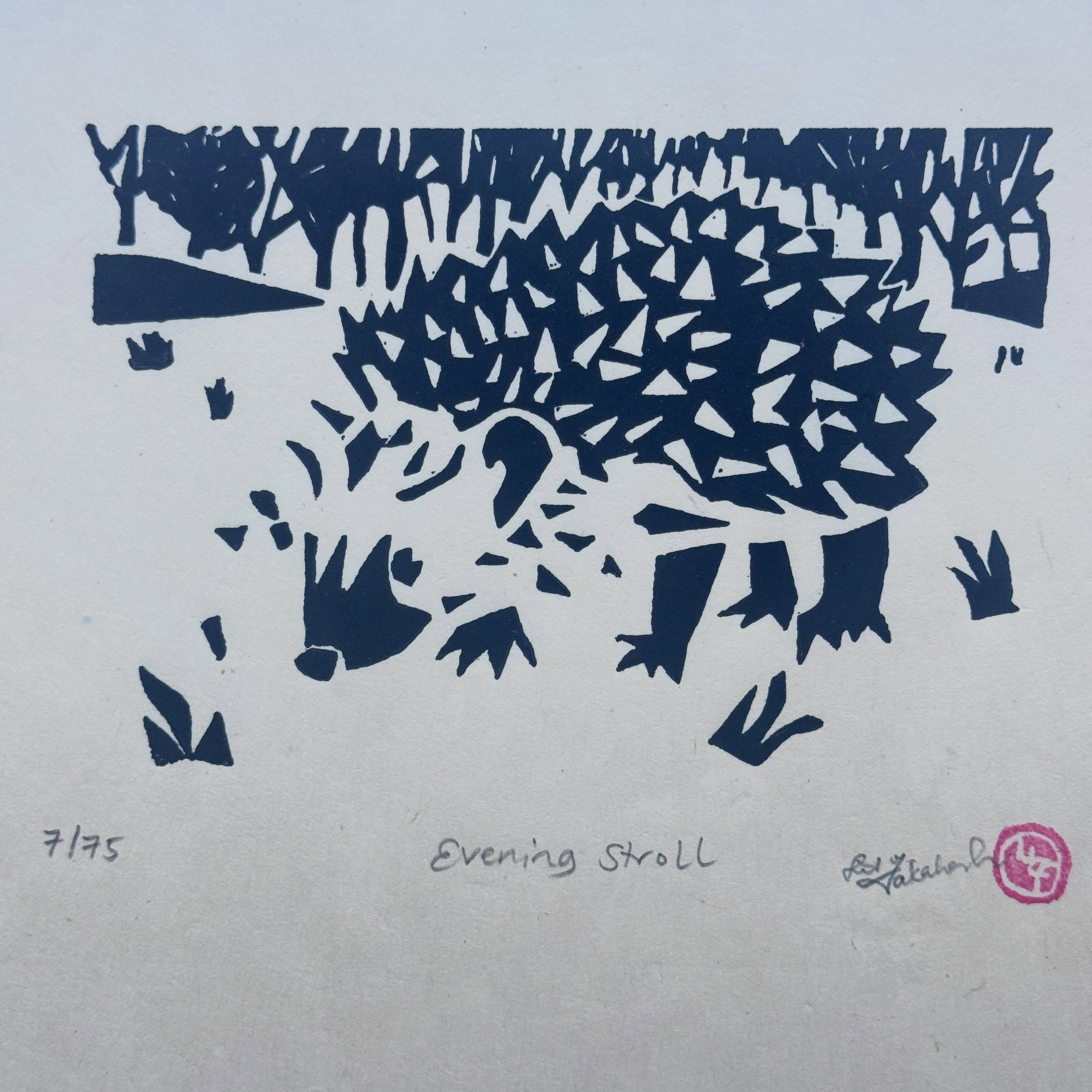 Bought this beauty from @takahashiprints at the Somerset Art week. I bought it as a present but now have fallen in love with it! Love Lisa&rsquo;s work, it&rsquo;s the freedom of spirit in it. 
#lunanorthartist #devonarts #linocut #printmaking #hedge