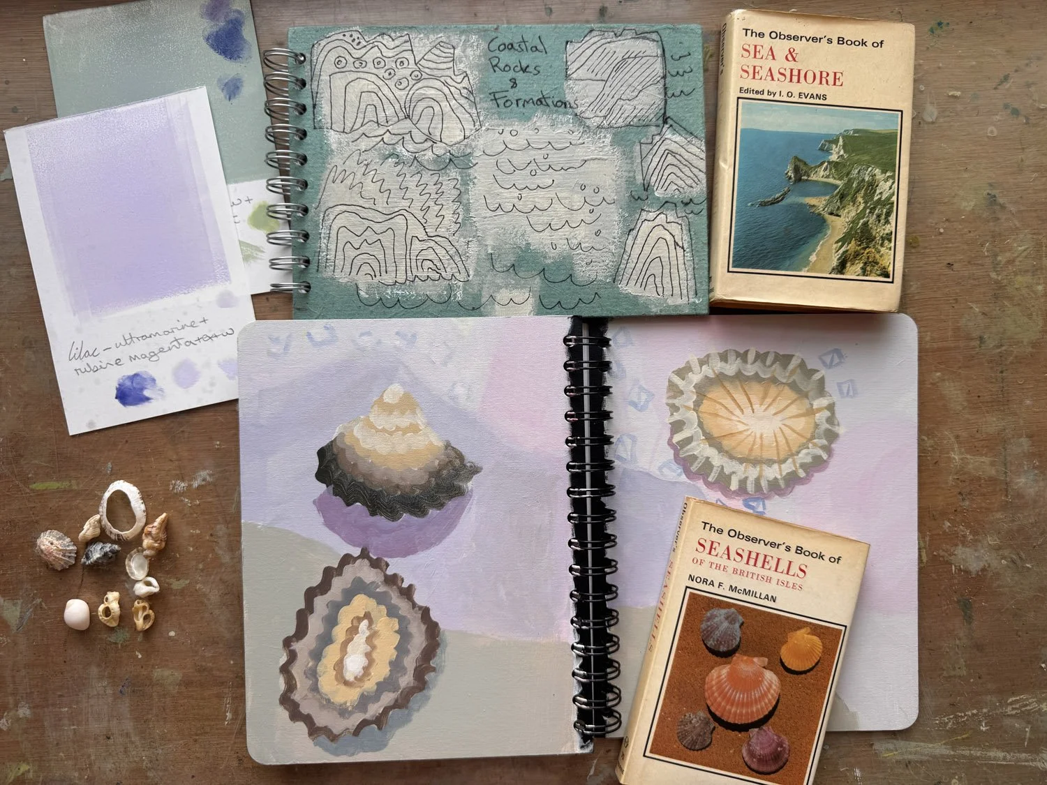 Hand painted sketchbooks sea themed