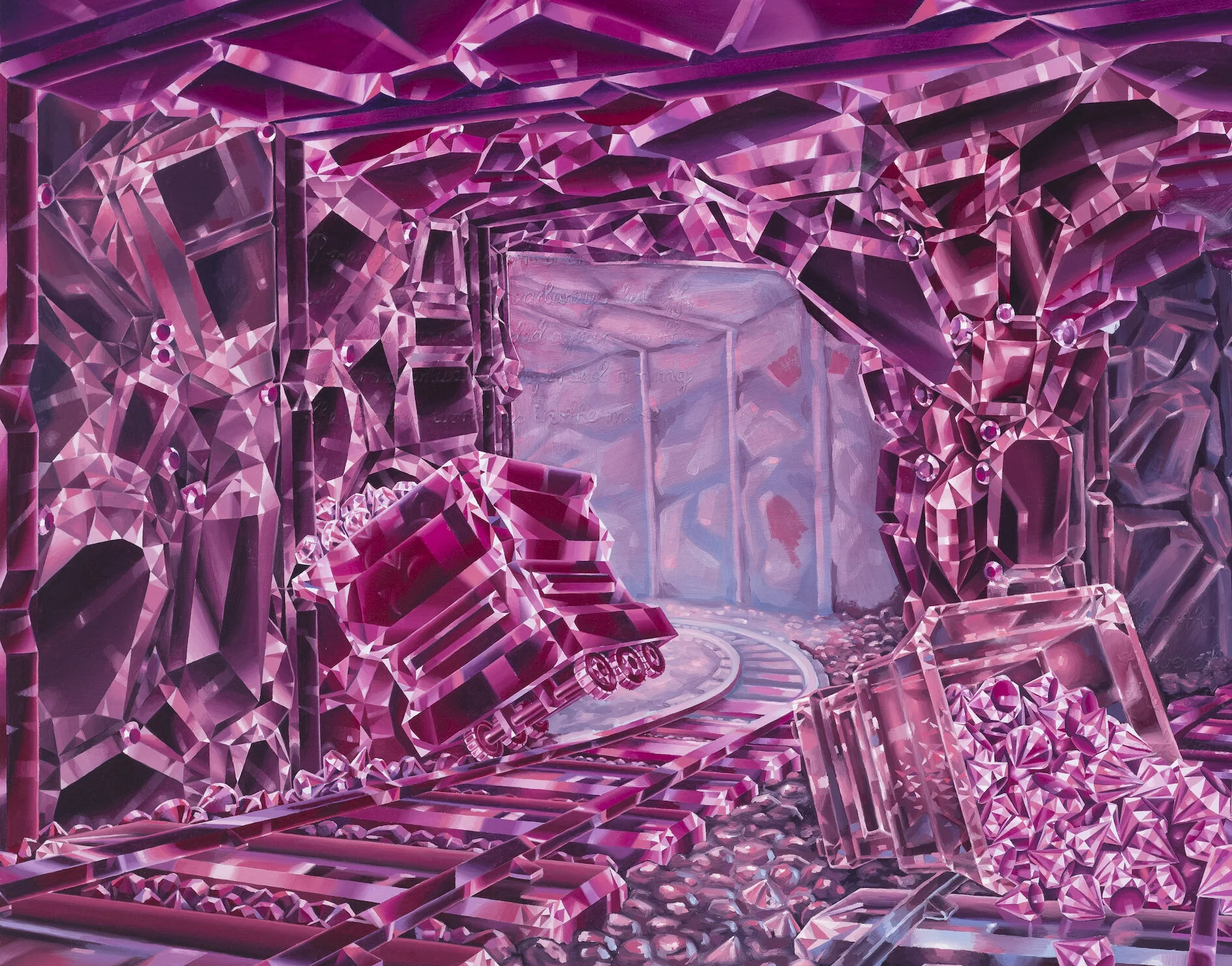   Prism I  (detail), 2011, 120x130cm, oil and modeling paste on canvas. Text from the novel  Germinal  by Émile Zola.  Photo: Istvan Virag 