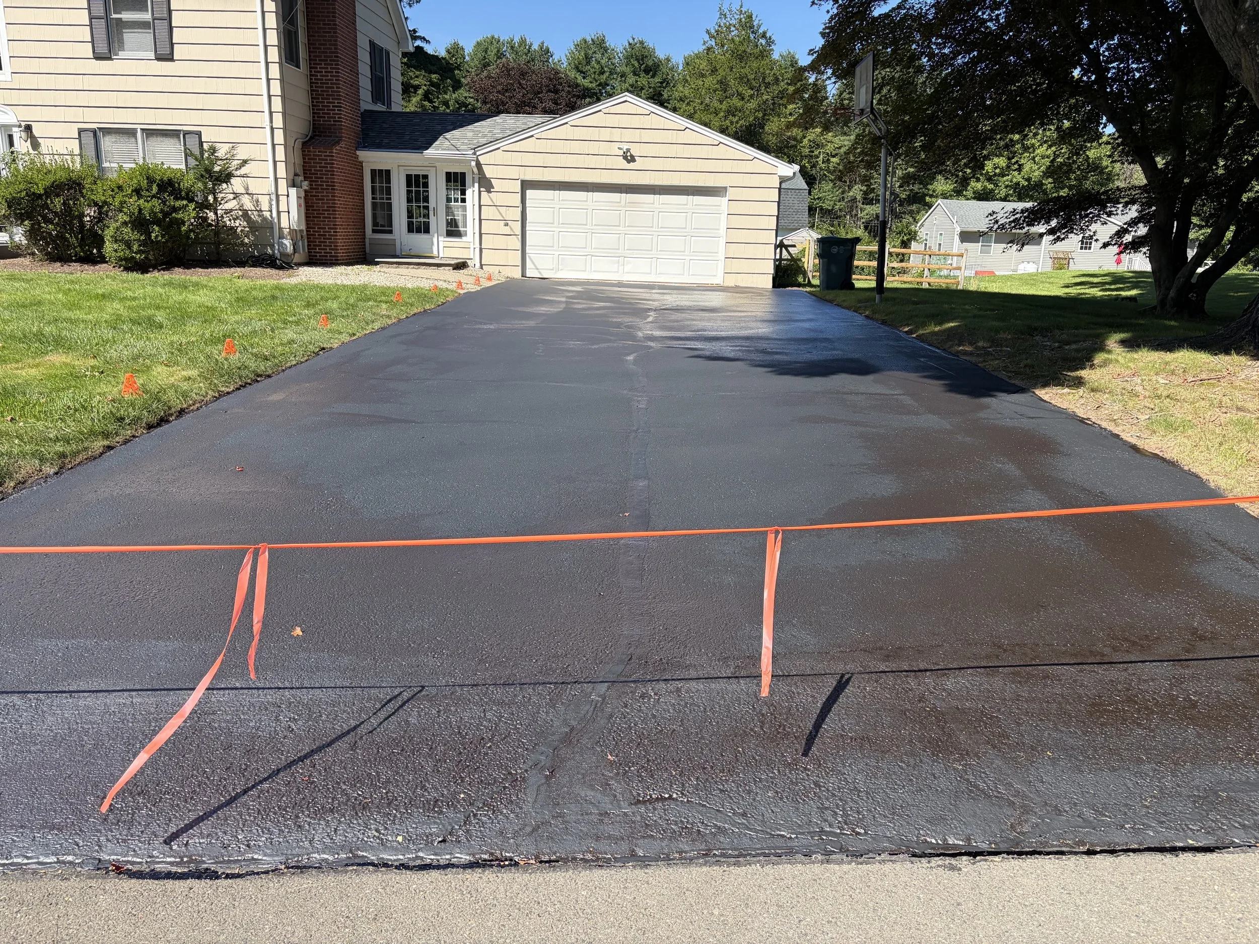 Five Star Complete Asphalt Services completed this residential driveway sealcoating project in Hamden, CT.