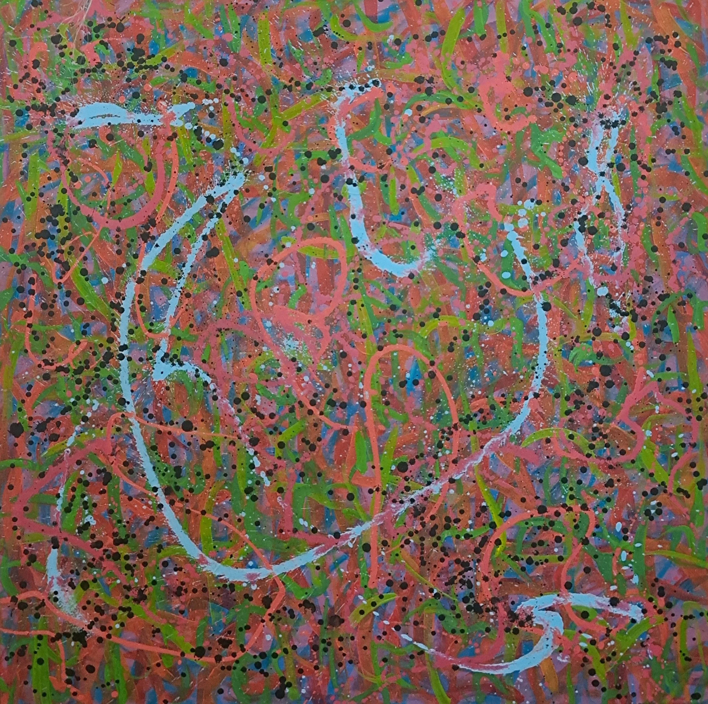 "Sandia Spring Breeze", 36"x36", oils atop acrylics, completed February of 2025, for a suggested purchase amount of $675