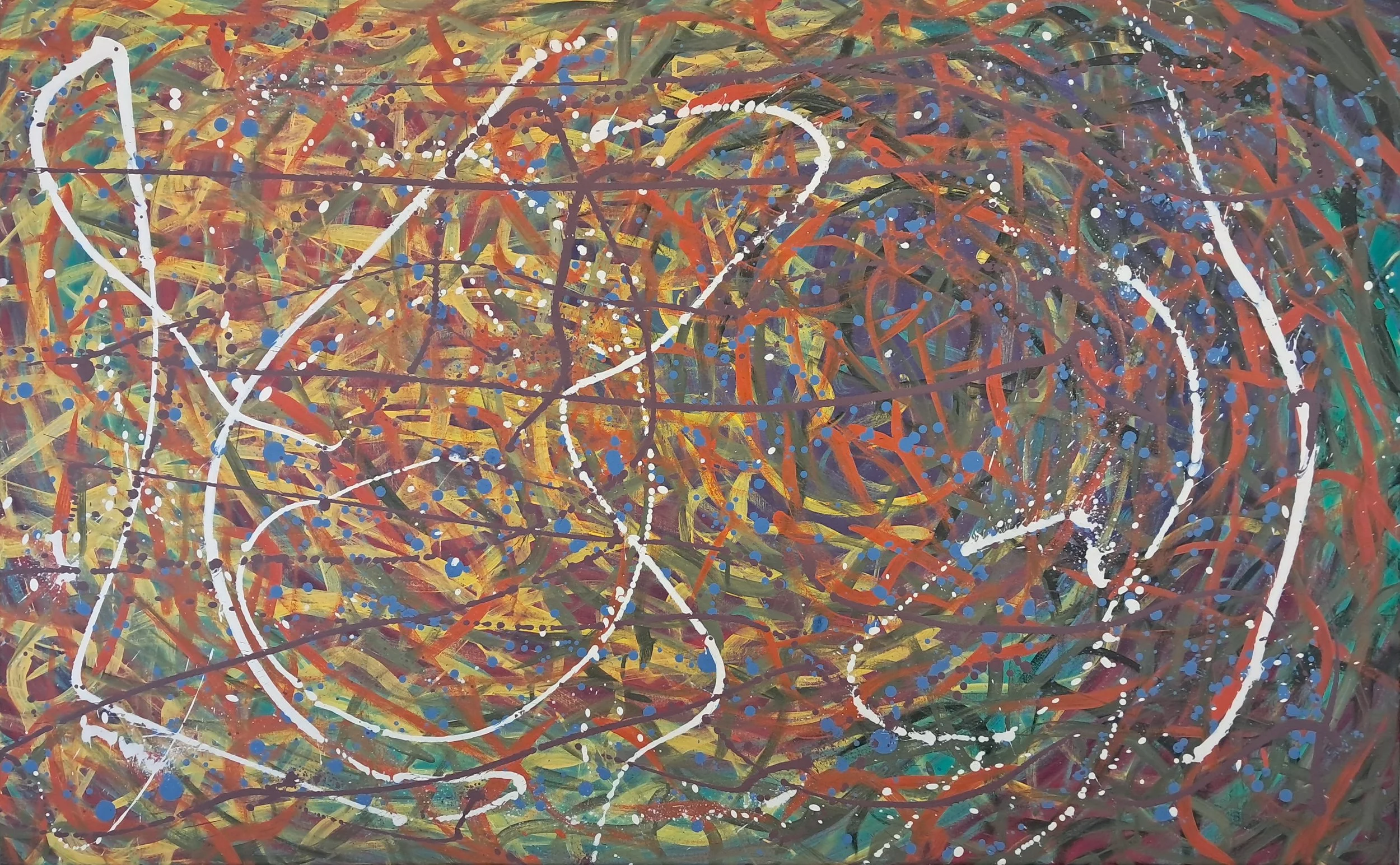 "Our Time on Earth", 30"x48", oils atop acrylics, completed December of 2023, for a suggested purchase amount of $800