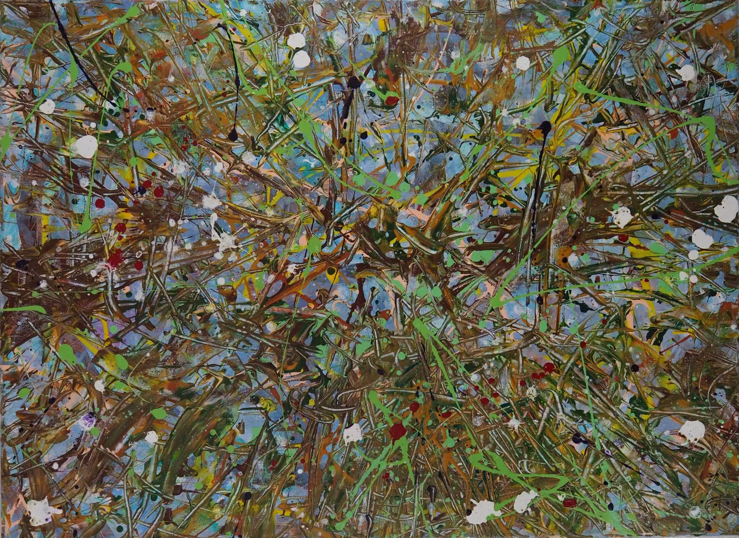 "Fresh Snowfall Under Old Pines", acrylics on canvas, 24"x30", October of 2020; not available