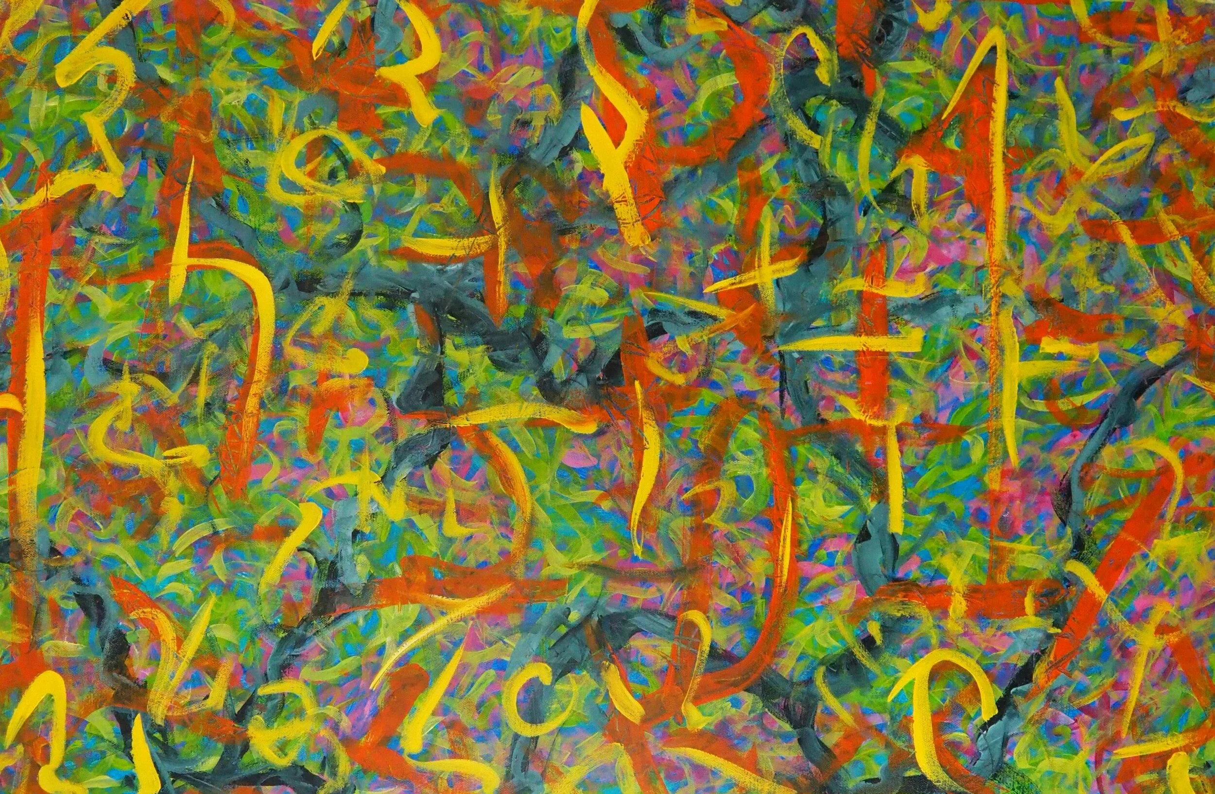 "I Am As I Create I Am" -- 24"x36", acrylics on canvas, July of 2020; for a suggested payment amount of $250