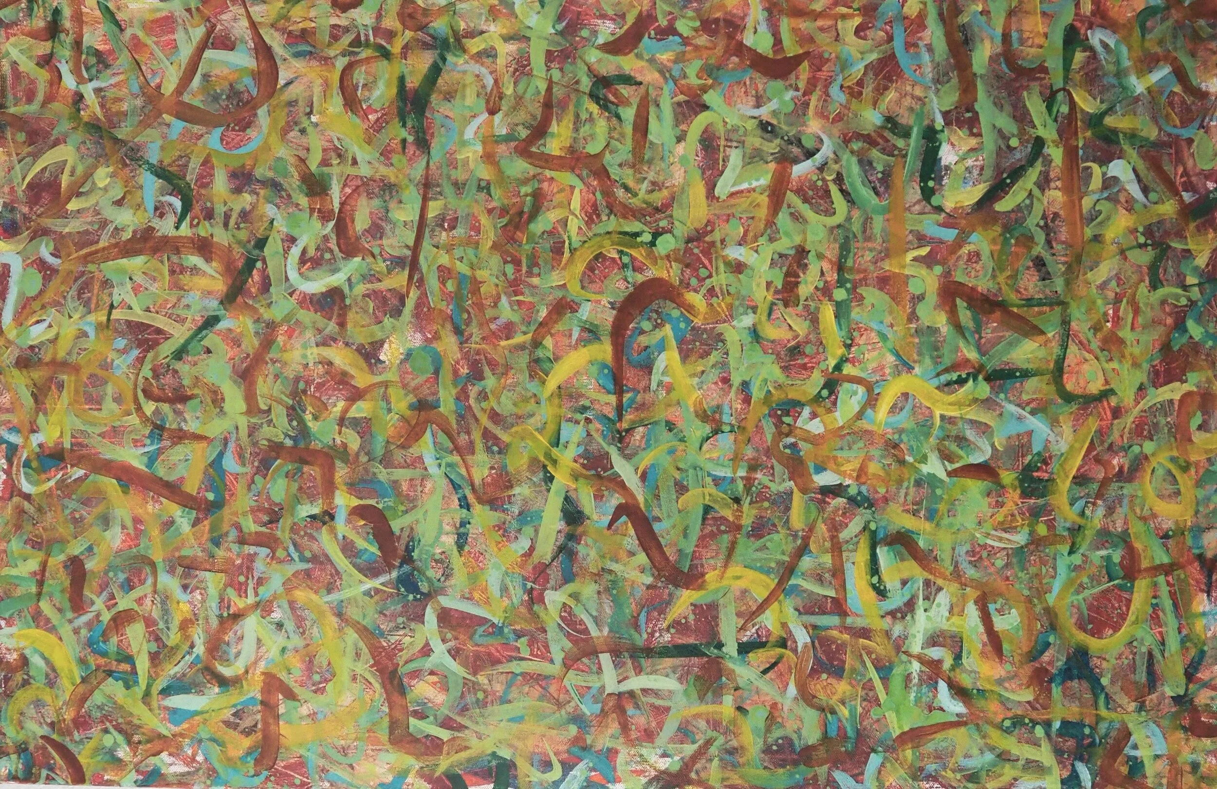 "Autumn Rain", acrylics on stretched canvas, 36"x24", December of 2020; for a suggested donation amount of $250