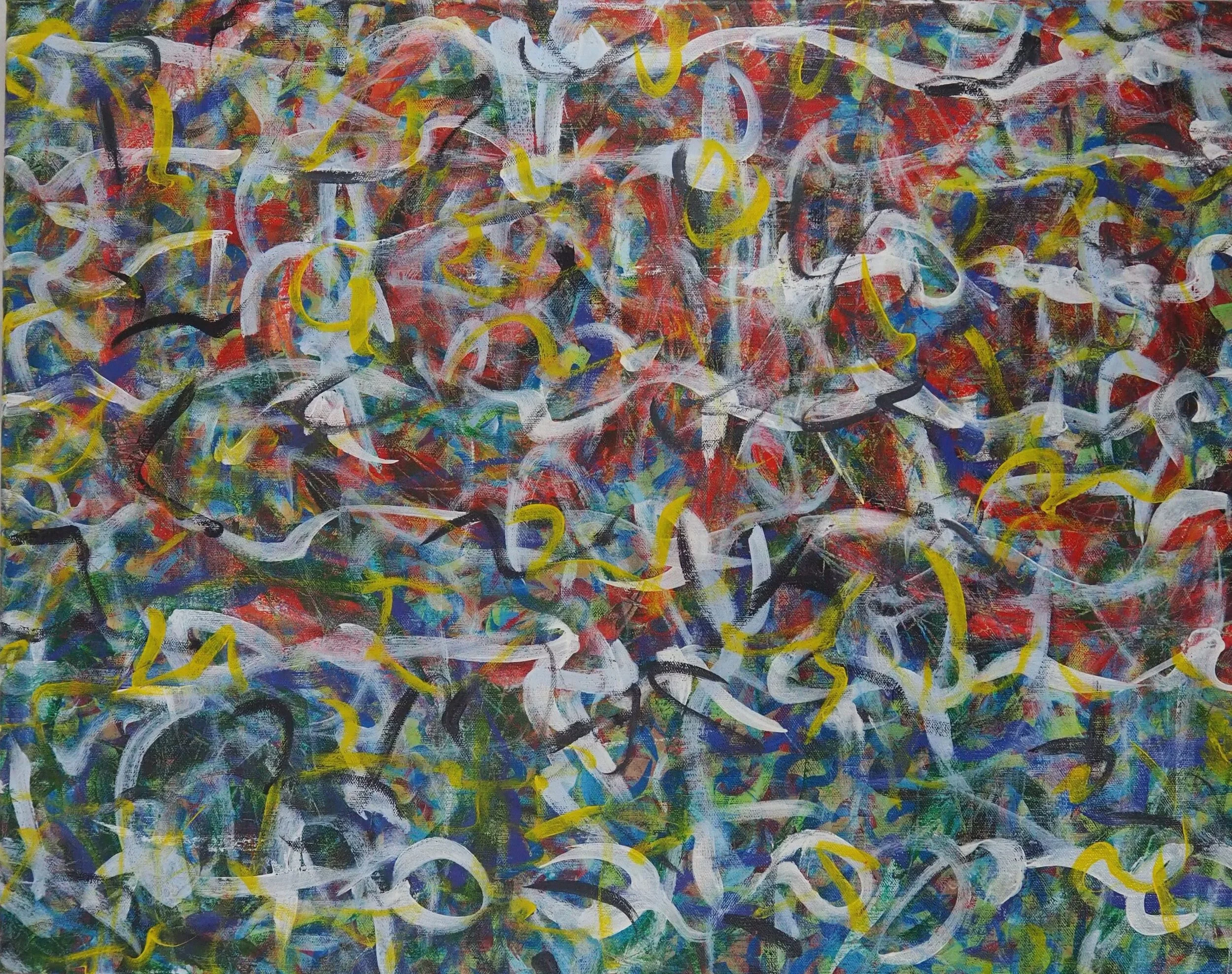"Of Thee, Off Key" -- 28"x22", acrylics on stretched canvas, July of 2020; for a suggested payment amount of $200