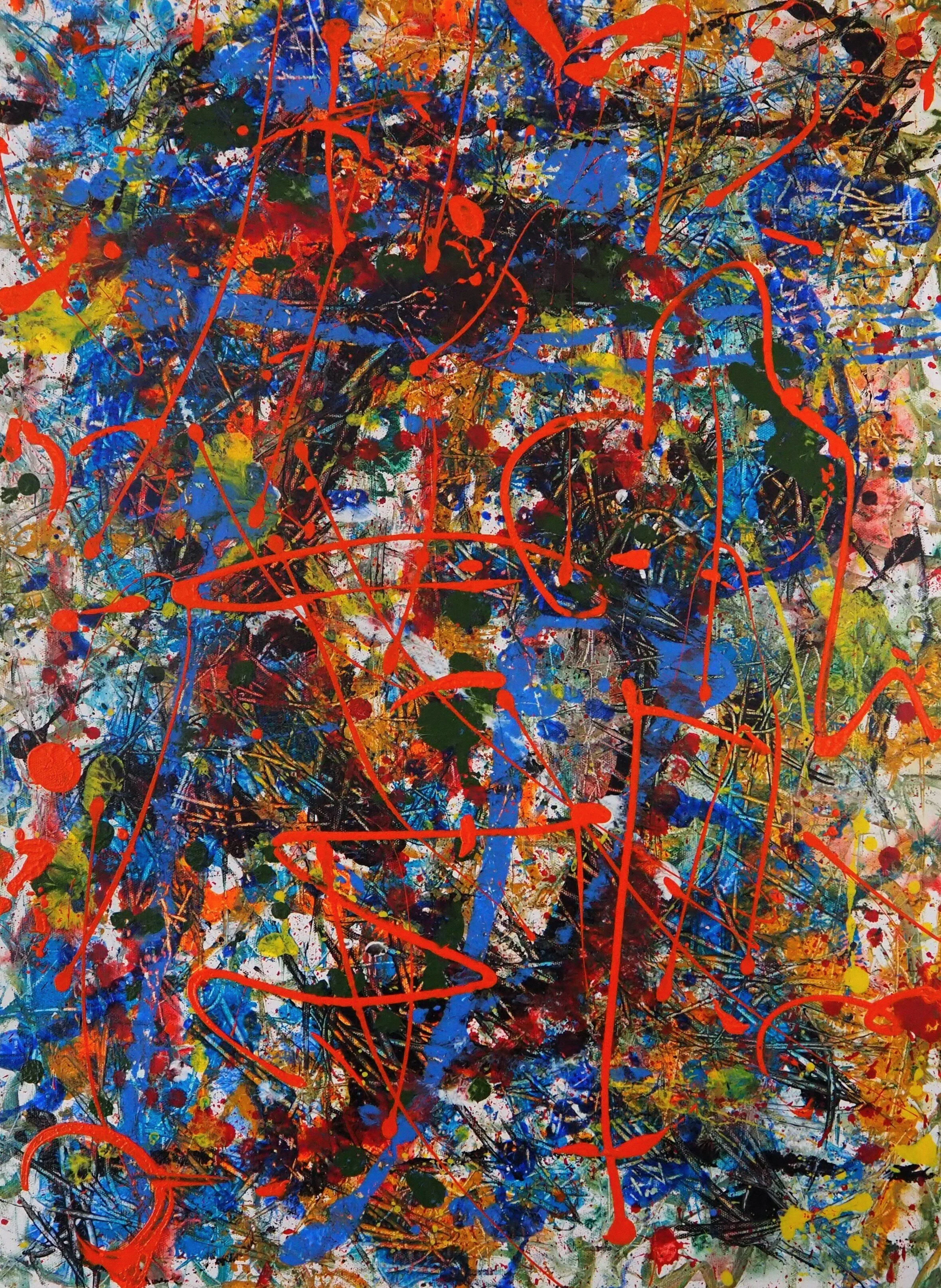 "Waters from Waters (right panel of diptych)", acrylics on stretched canvas, 22"x30", November of 2020 (see combined photo below)