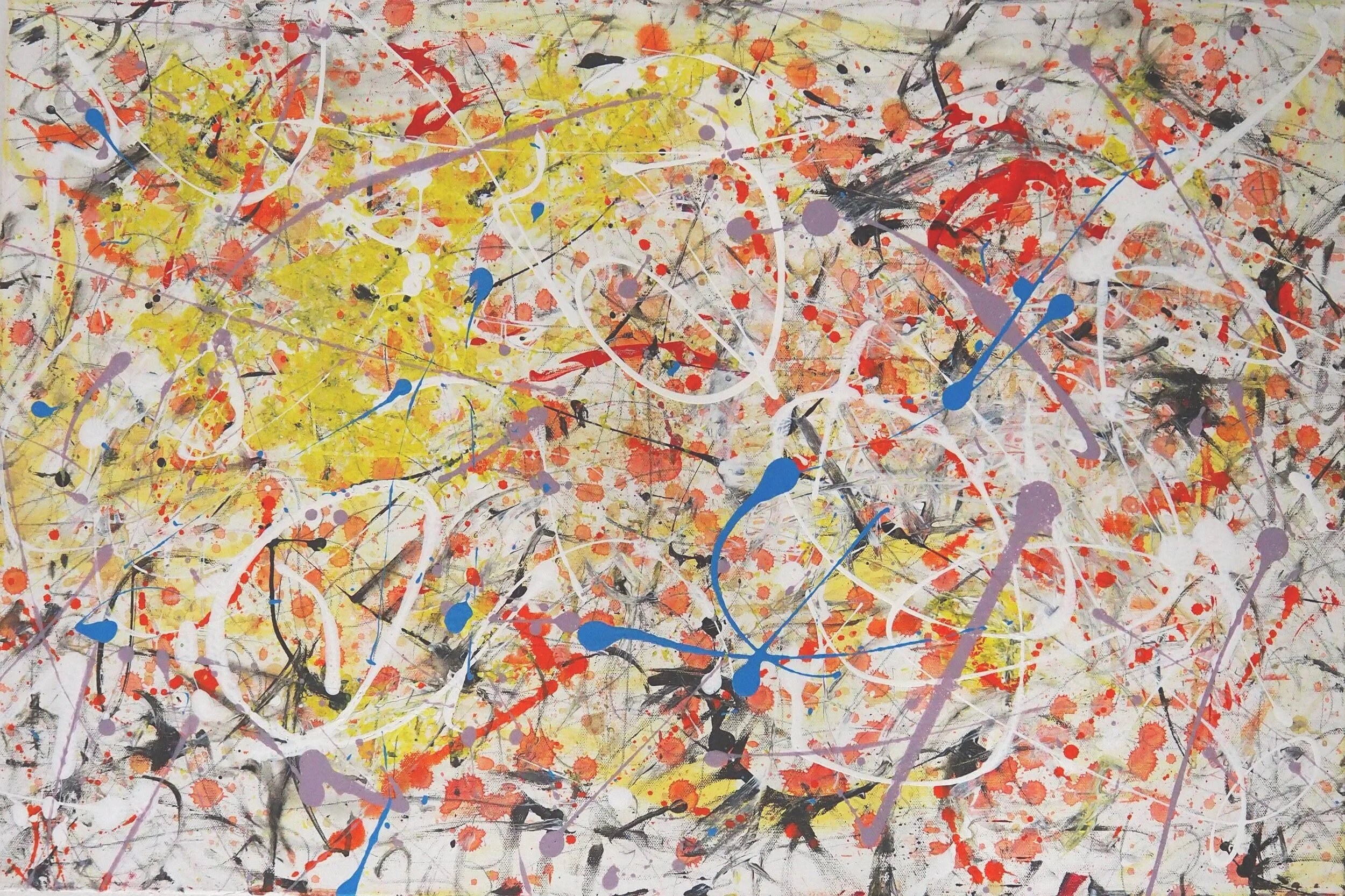 "Scribbles and Dribbles, #1", acrylics and graphite on stretched canvas, 36"x24", November of 2020; for a suggested donation amount of $250