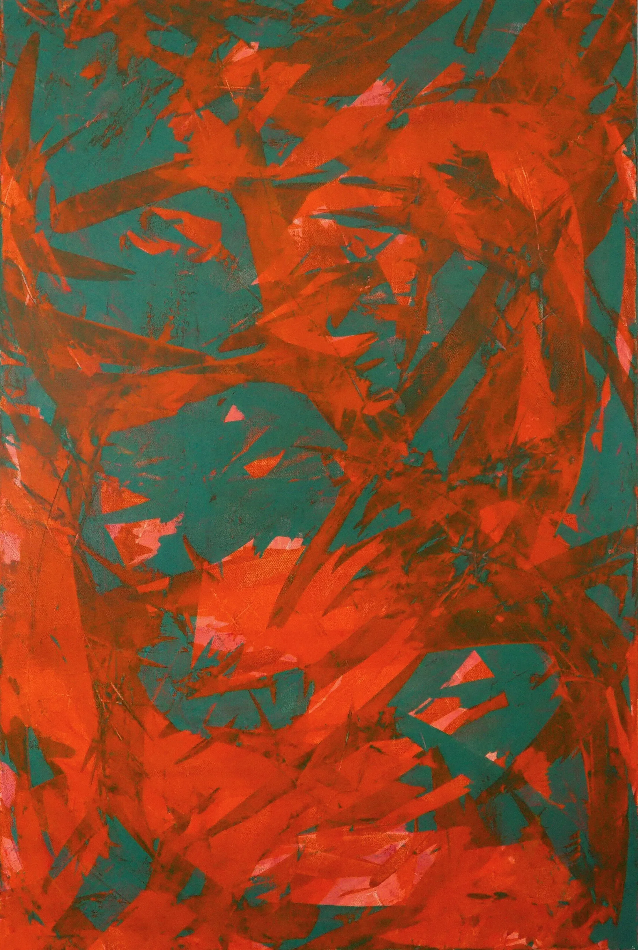 "Tunnel to Mars", acrylics on stretched canvas, 24"x36", July of 2020; for a suggested donation amount of $250
