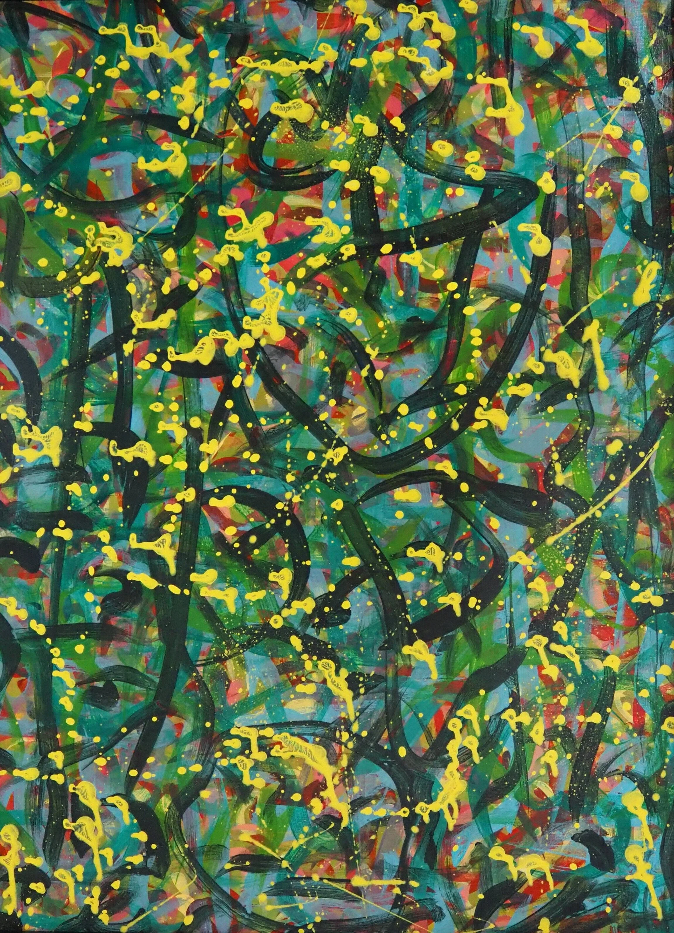 "Our Greening Ways", acrylics on paper (246#), 18"x24", February of 2021; for a suggested payment amount of $100