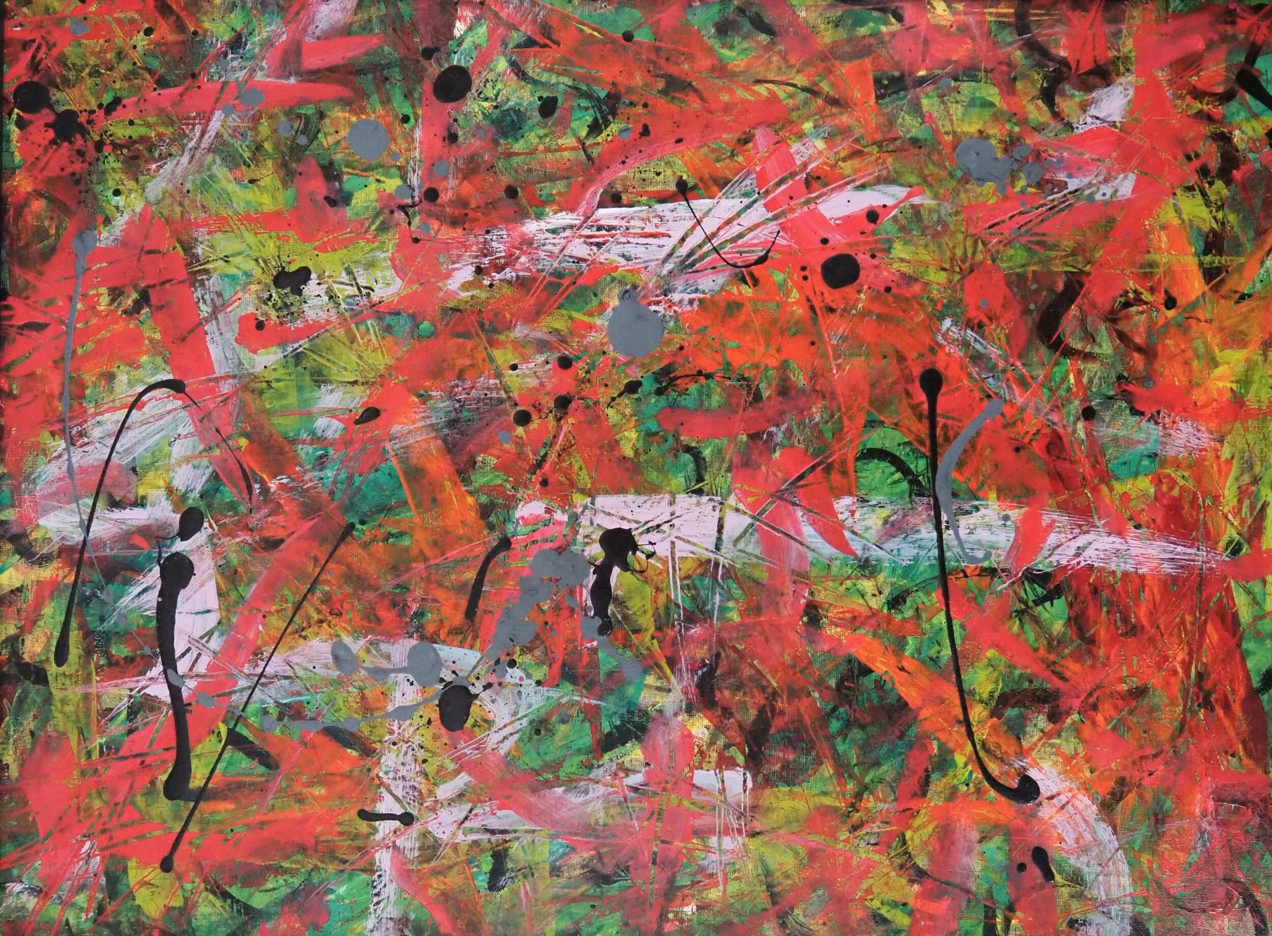 "Code Scarlet", acrylics on paper (246#), 24"x18", August of 2020; for a suggested payment amount of $100