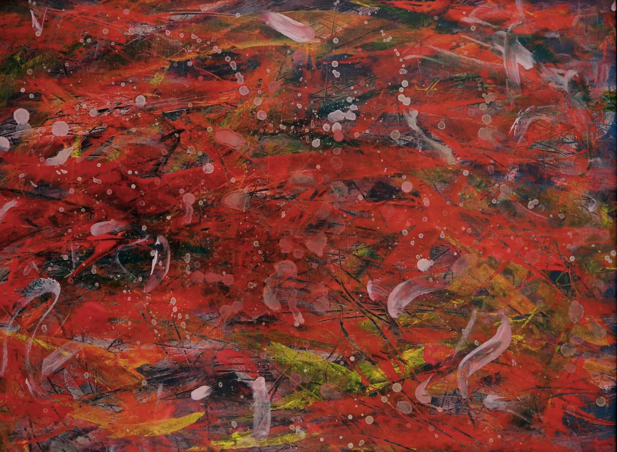 "Red Sky at Night", acrylics on paper (246#), 24"x18", October of 2020; for a suggested payment amount of $100