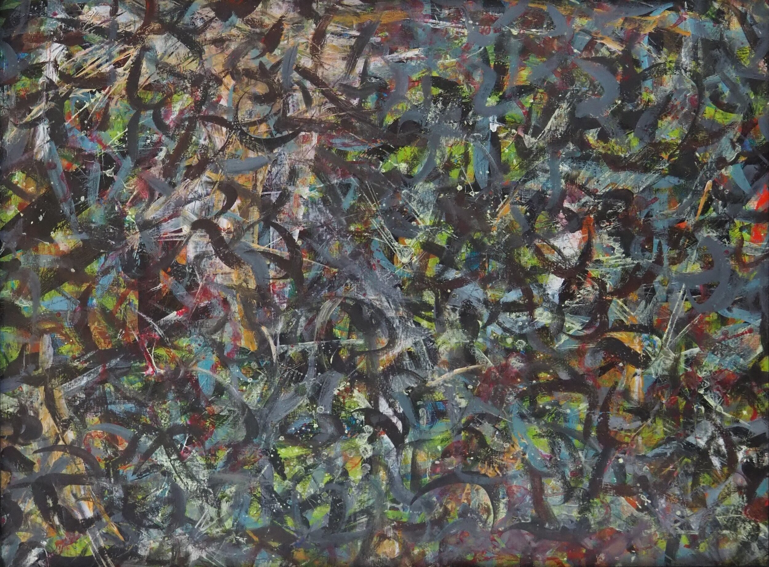 "Night Vision", acrylics on paper (246#), 24"x18", March of 2021; for a suggested payment amount of $100