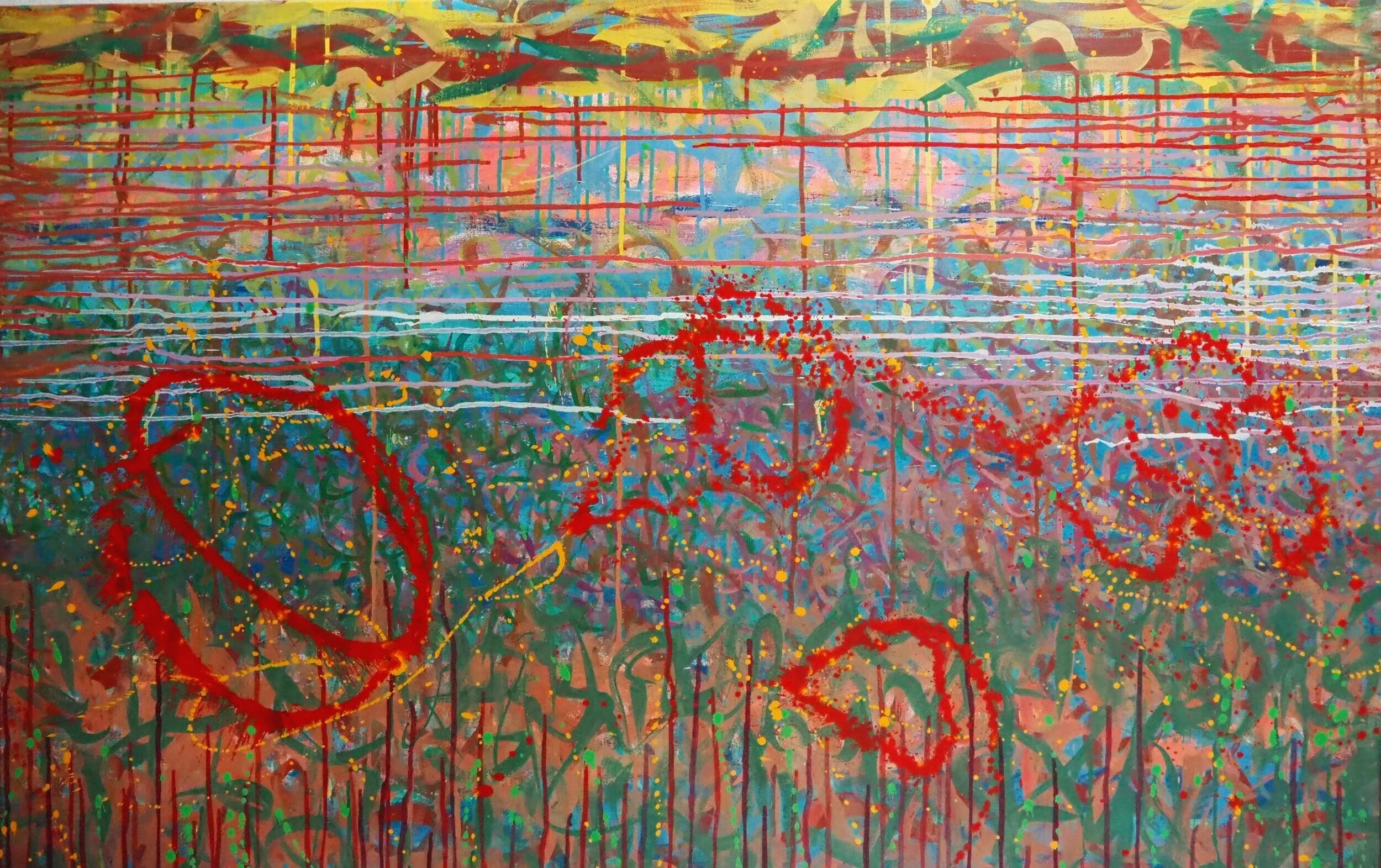 "Windblown", oils & acrylics on canvas, 48"x30". June of 2021; for a suggested purchase amount of $750