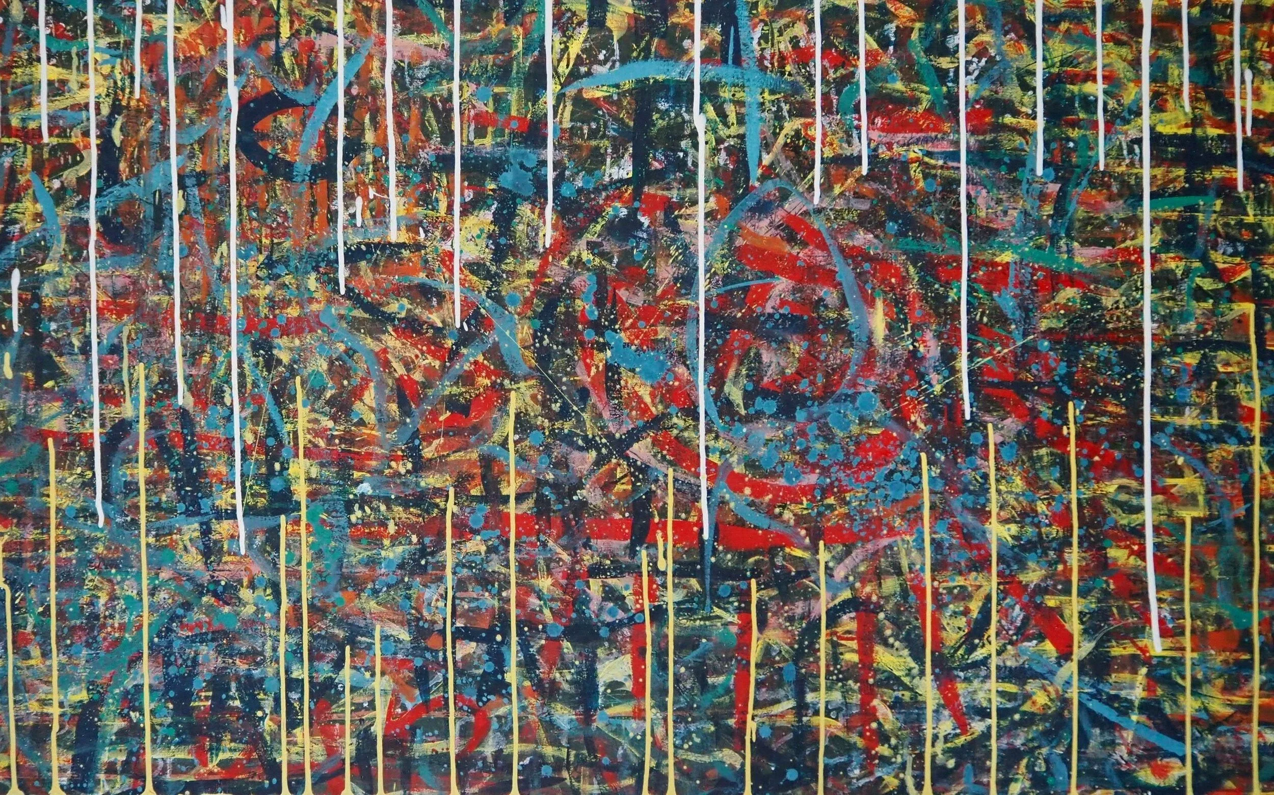 "Variant, Partially Contained", oils & acrylics on canvas, 48"x30", July of 2021; for a suggested purchase amount of $750