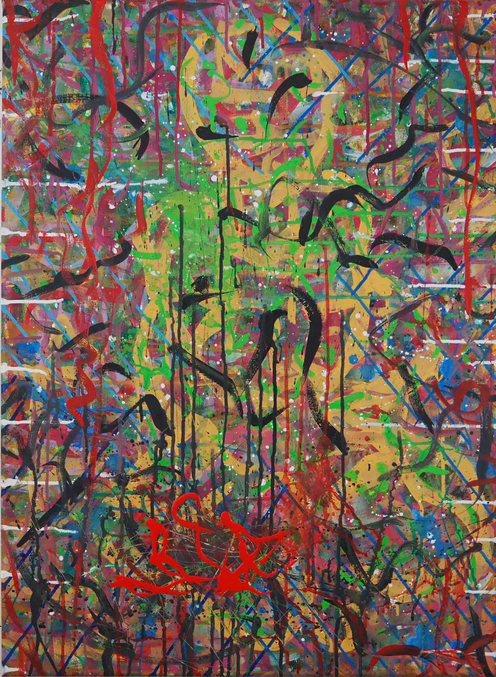 "Yogi, Serene with Distractions", oils on canvas, 22"x30", May of 2021; for a suggested purchase amount of $200