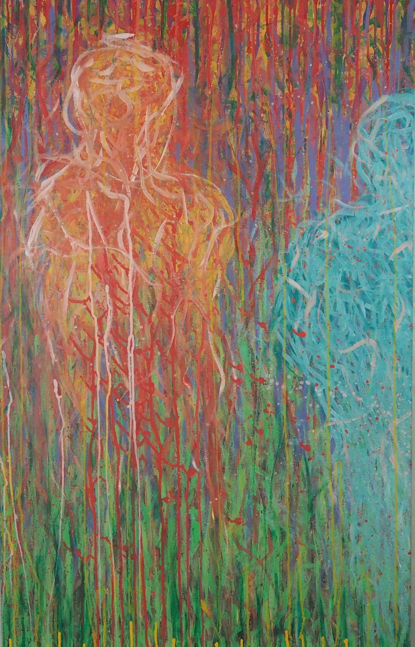 "Garden Perennials", oils & acrylics on canvas, 30"x48", June of 2021; not available