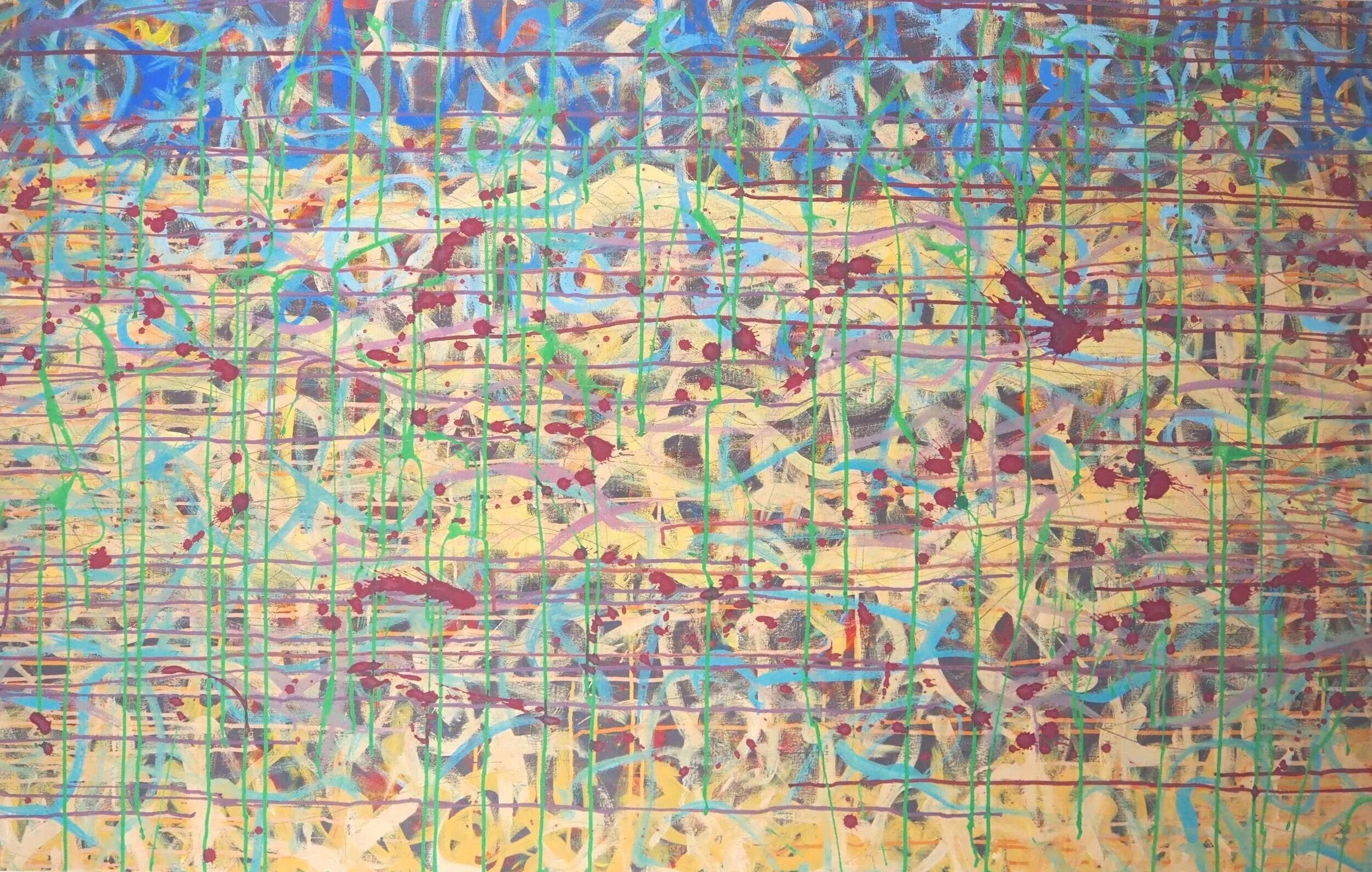 "Lavender Dust", oils & acrylics on canvas, 48"x30", September of 2021; for a suggested purchase amount of $800
