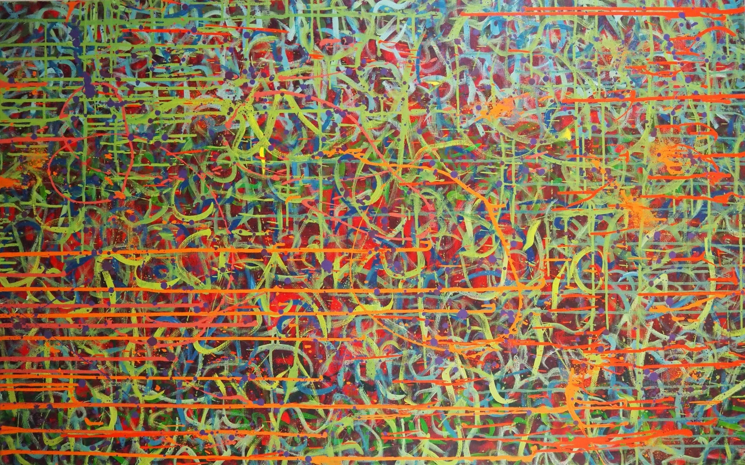 "On Vivaldi's Harmonic Inspiration", 48"x30", oils and acrylics on canvas, November of 2021; for a suggested purchase amount of $800
