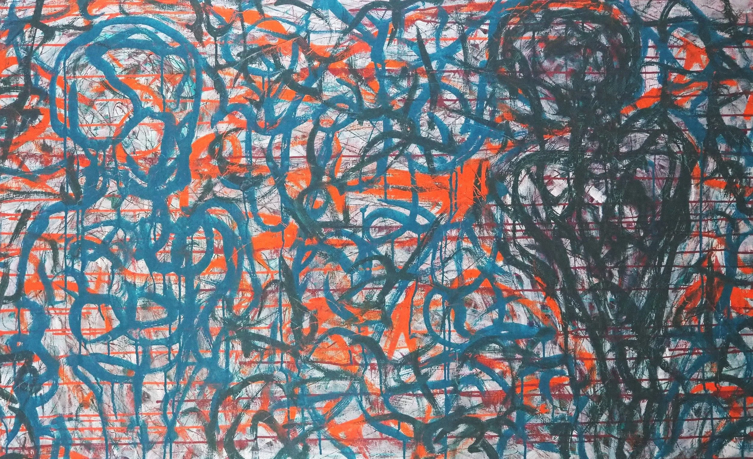 "Conversing with Mortality", oils & acrylics on canvas, 48"x30", December of 2021; for a suggested purchase amount of $750
