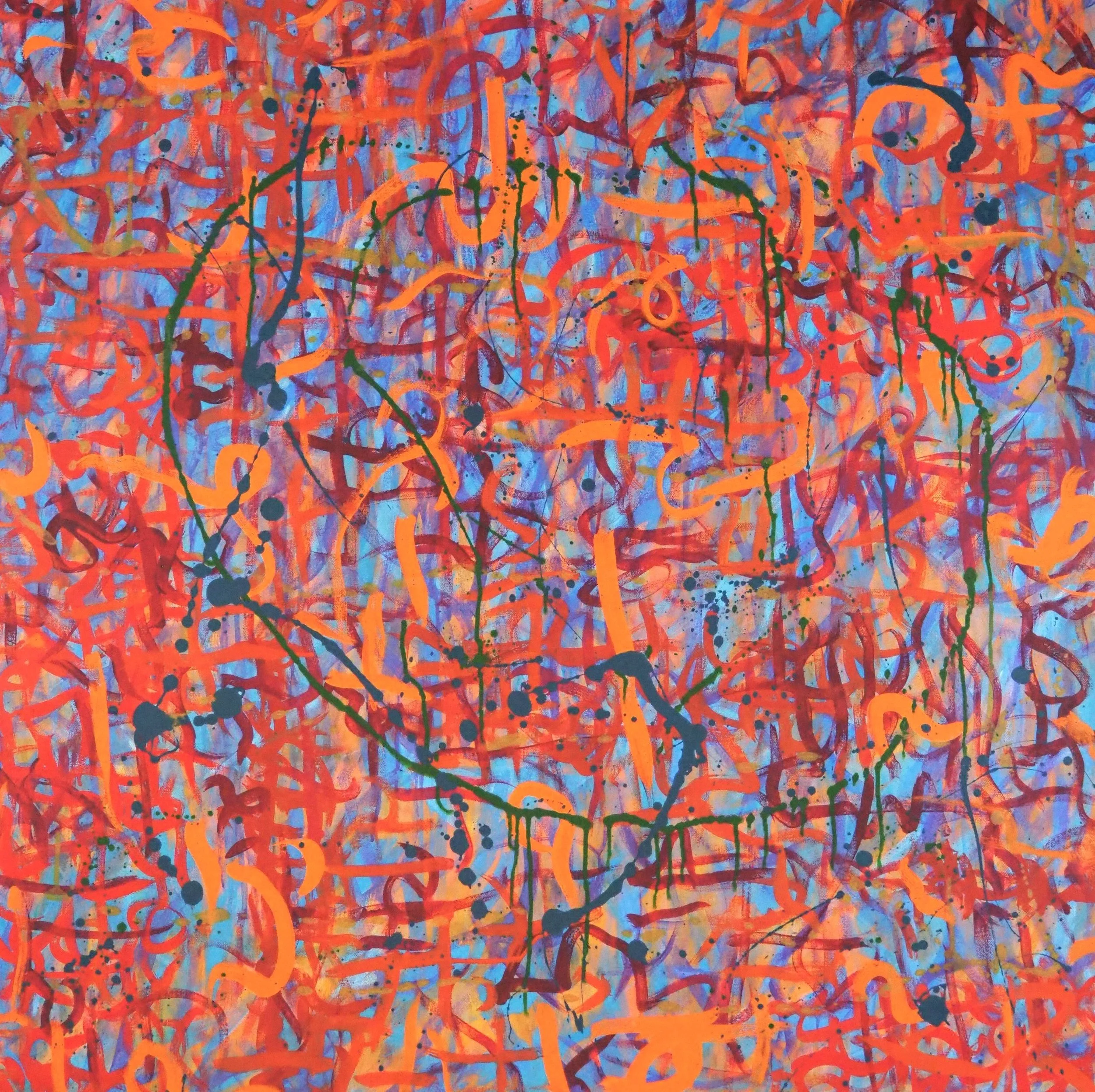 "Passages, in Tribute", oils & acrylics on canvas, 36"x36", December of 2021; for a suggested purchase amount of $675