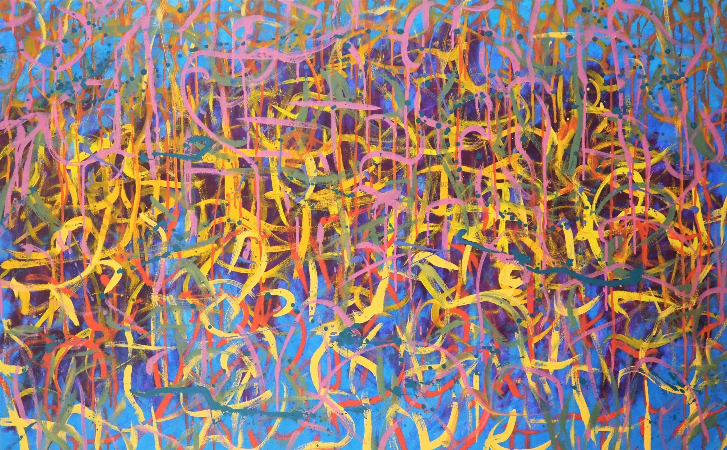"Jazz Ascent", oils & acrylics on canvas, 48"x30", December of 2021; for a suggested purchase amount of $800
