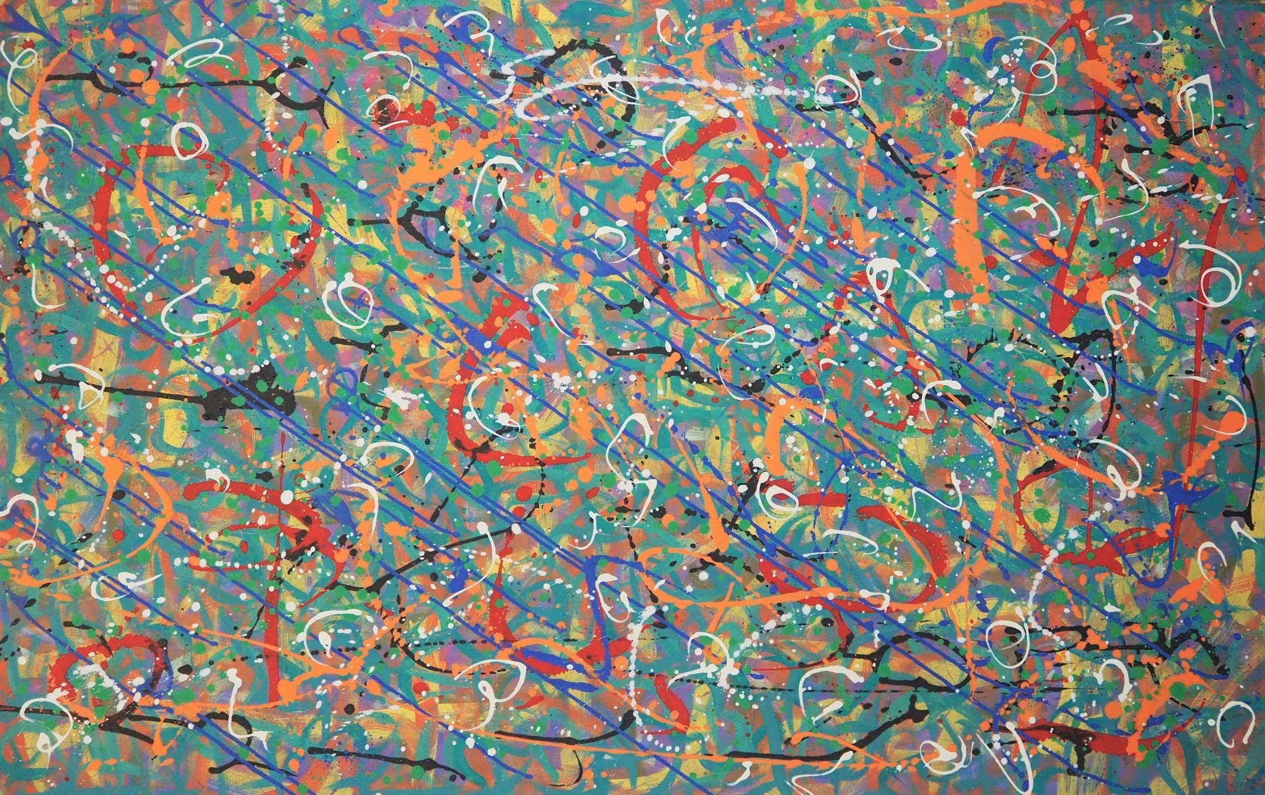 "Snowflakes", oils over acrylics on canvas, 48"x30". completed March of 2023; for a suggested purchase amount of $750