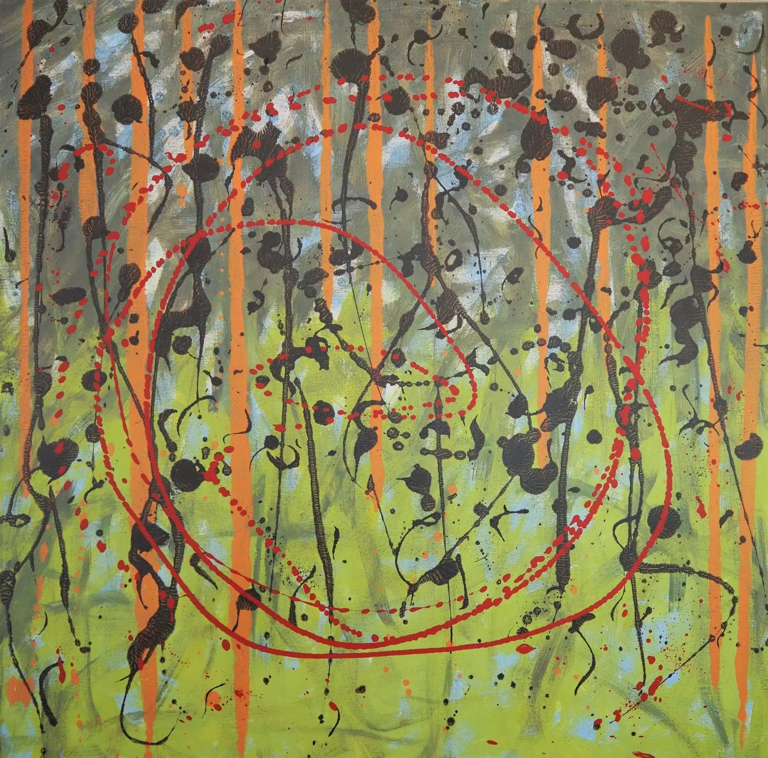 "Hansel", oils over acrylics on canvas, 36"x36". completed April of 2023; for a suggested purchase amount of $675