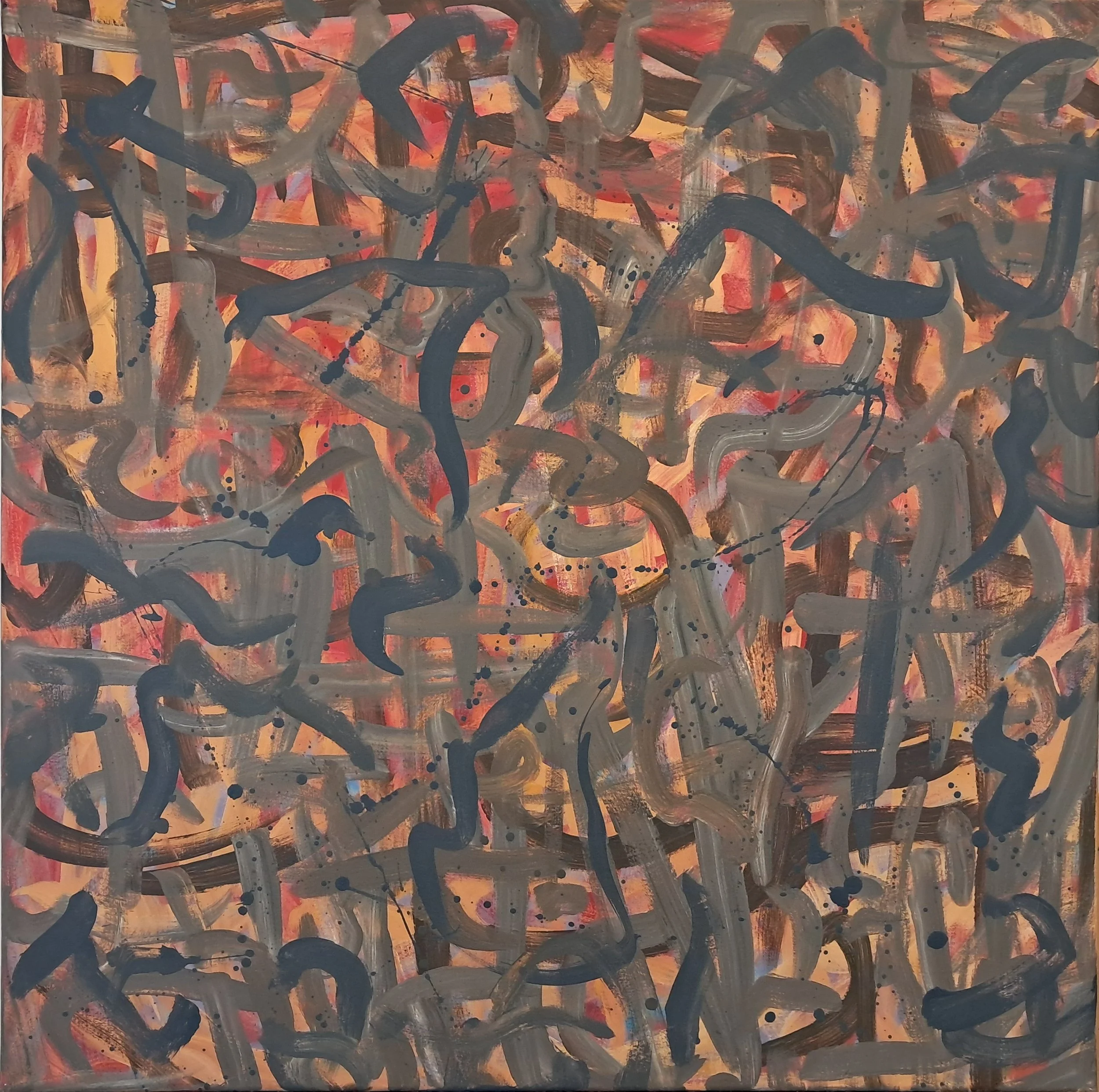 "Congress (verb or noun)", 36"x36", oils atop acrylics, completed August of 2024, for a suggested purchase amount of $700
