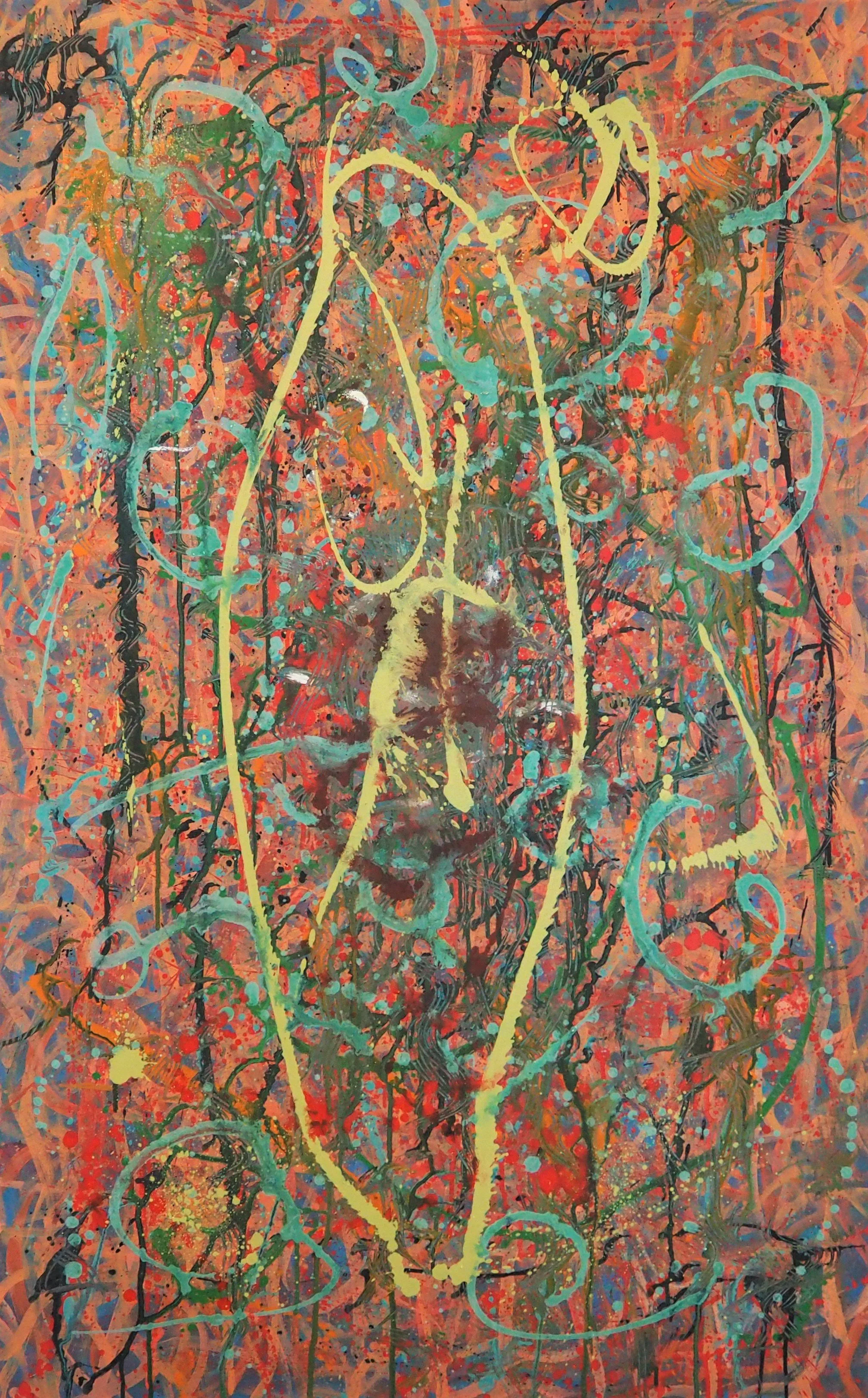 "The Visitation", 30"x48", oils atop acrylics on canvas, completed February of 2023, for a suggested purchase amount of $400