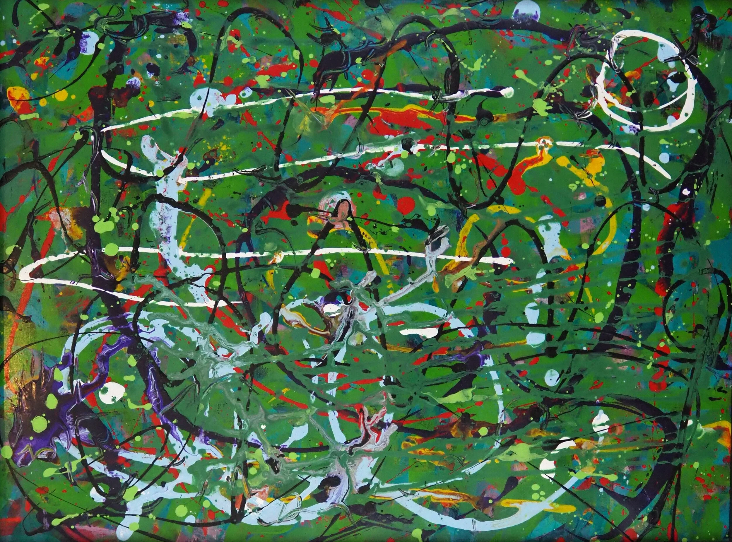 "Dancing Dragon", acrylics on paper (246#), 24"x18", April of 2021; for a suggested payment amount of $100