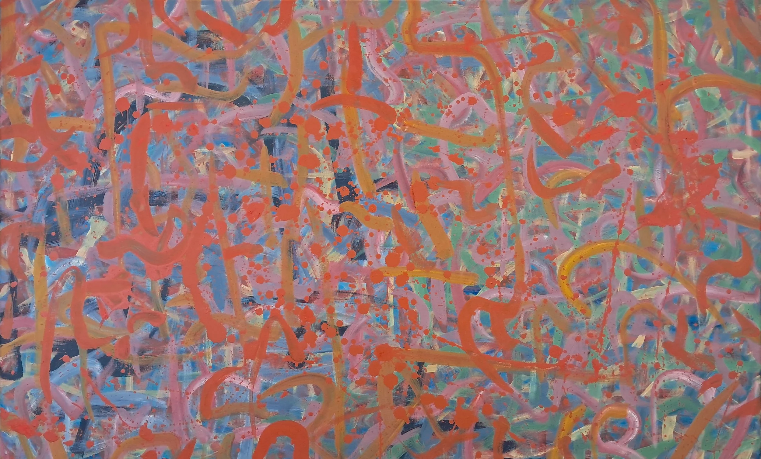 "Calvert's Art of Politics (for Gregory Calvert)", 30"x48", oils atop acrylics, completed June of 2024, for a suggested purchase amount of $775