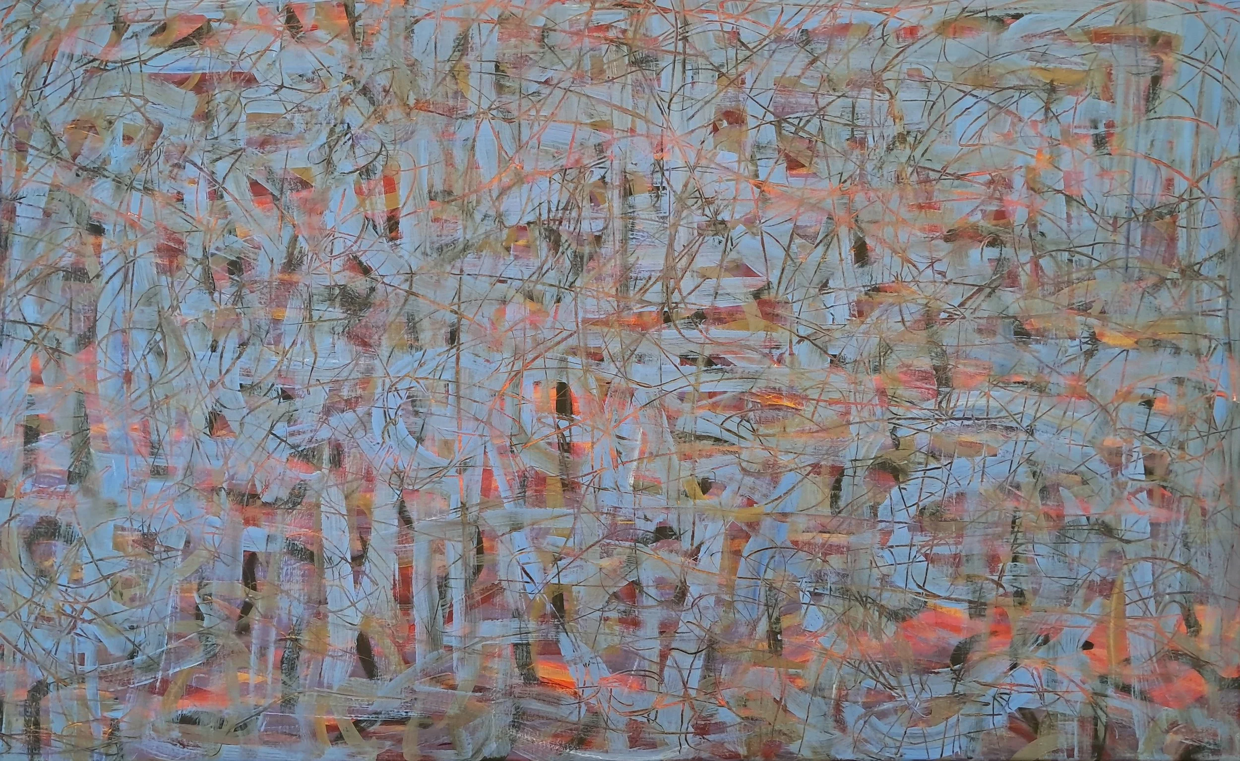 "Painting a Prayer (as my mother was dying)", 30"x48", oils atop acrylics, completed March of 2024, for a suggested purchase amount of $750