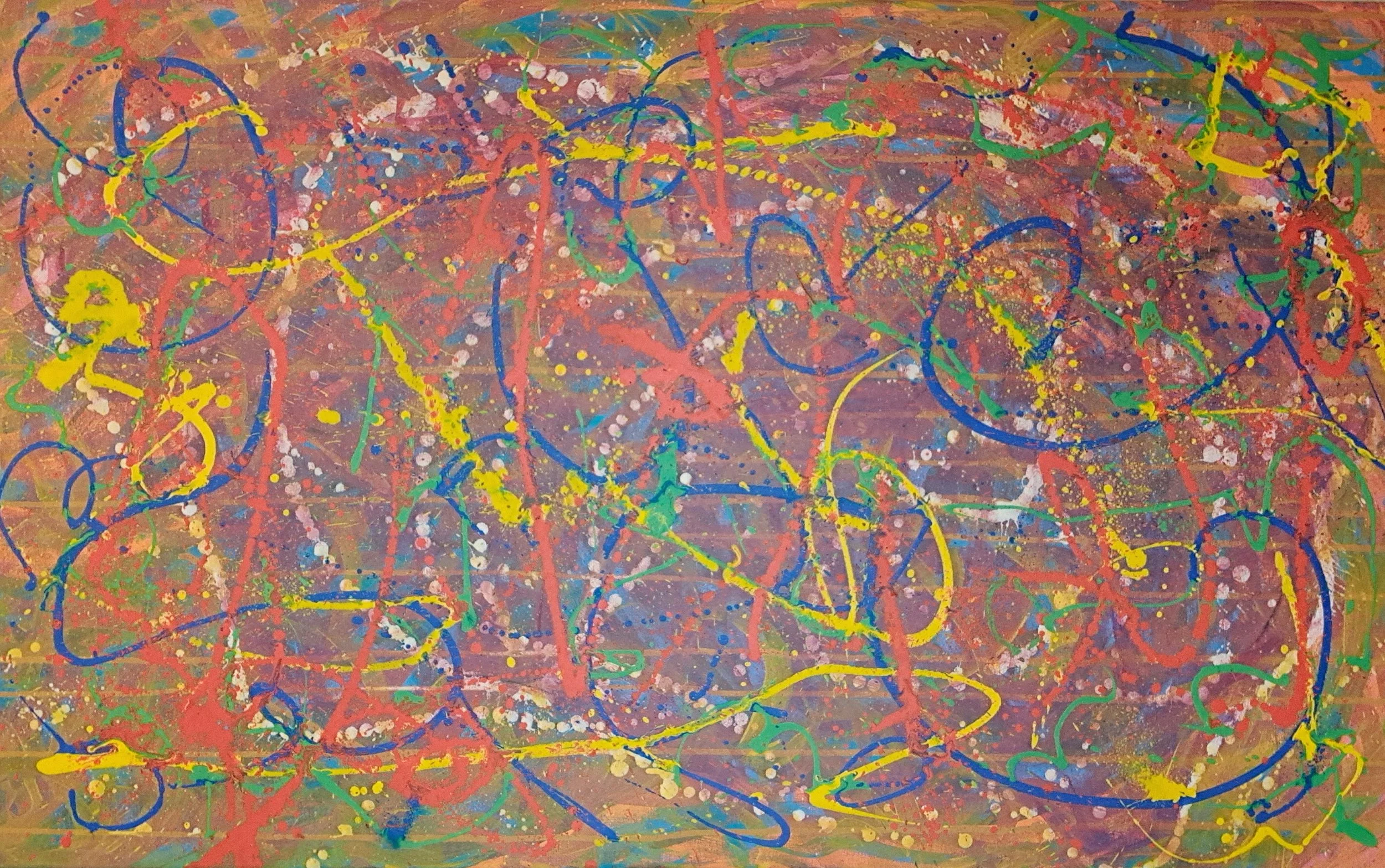 "Amberplay", 30"x48", oils atop acrylics, completed May of 2025, for a suggested purchase amount of $800