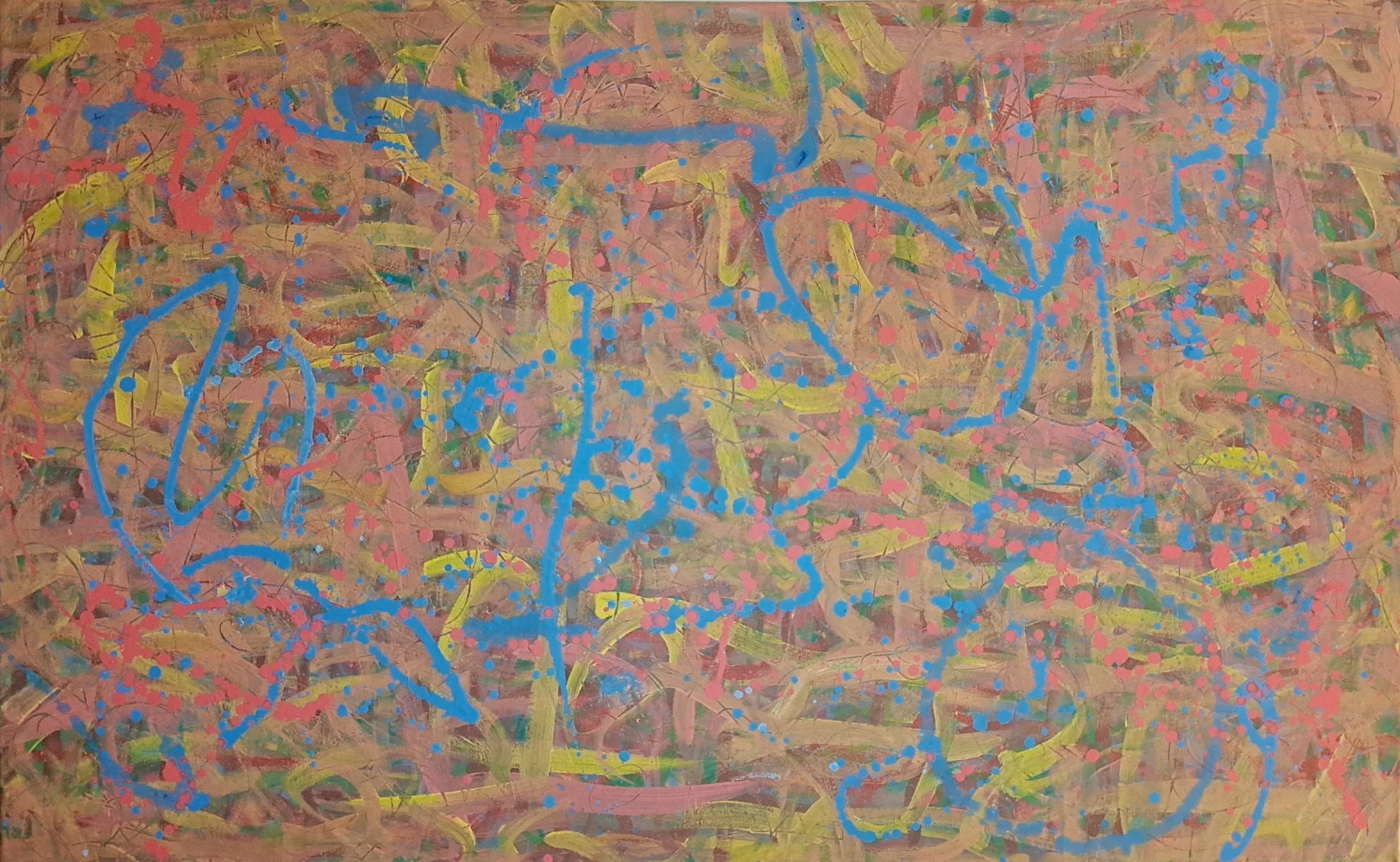 "Who Heals with Caressing", 30"x48", oils atop acrylics, completed December of 2024, for a suggested purchase amount of $775