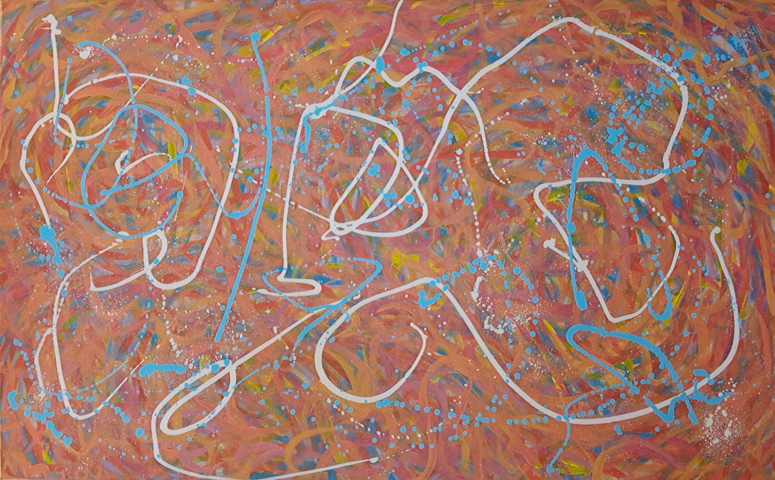 "Re: Birth of Venus", 30"x48", oils atop acrylics, completed November of 2024, for a suggested purchase amount of $750
