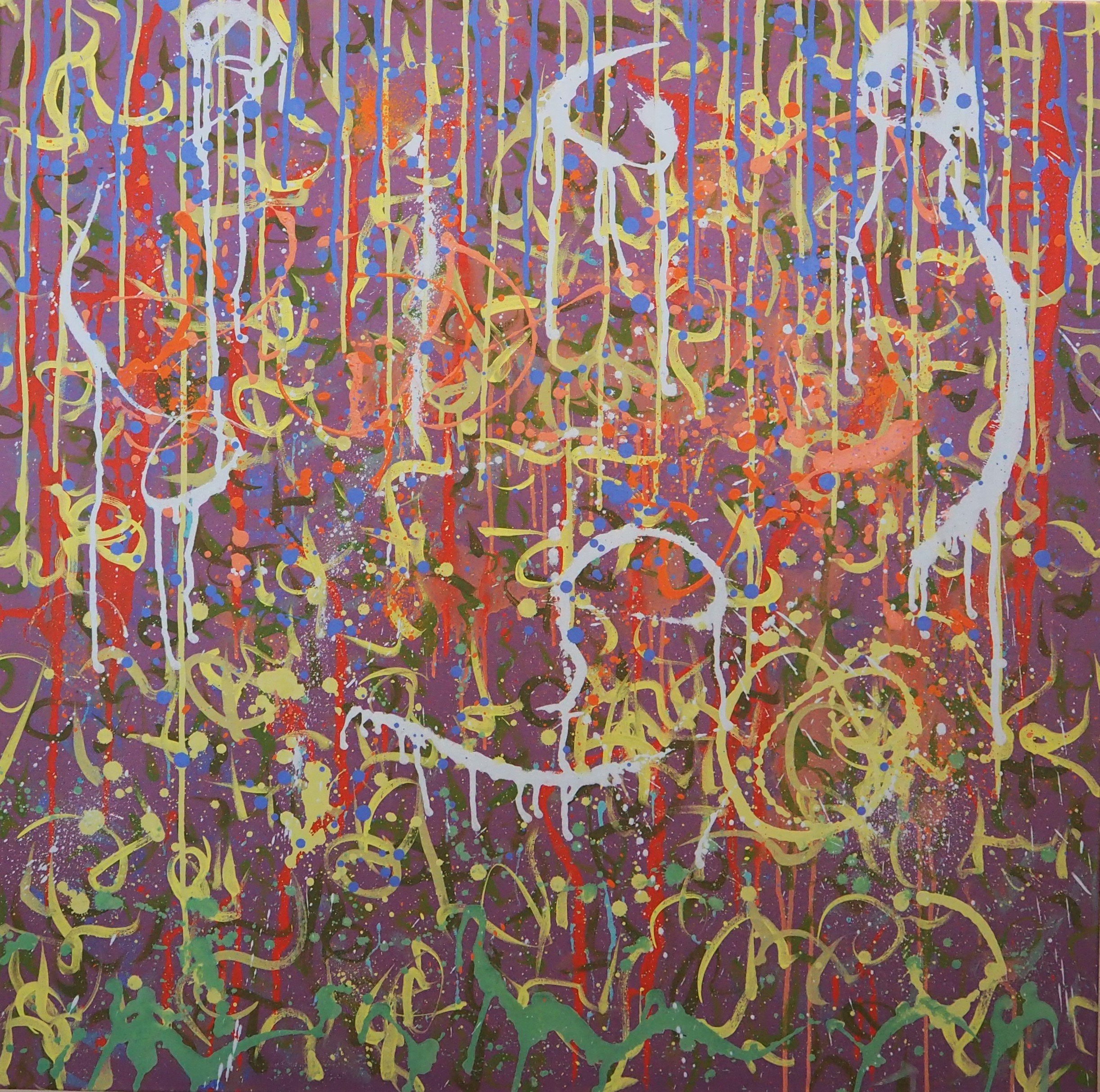 "Calliope", oils over acrylics on canvas, 36"x36". completed August of 2022; for a suggested purchase amount of $675