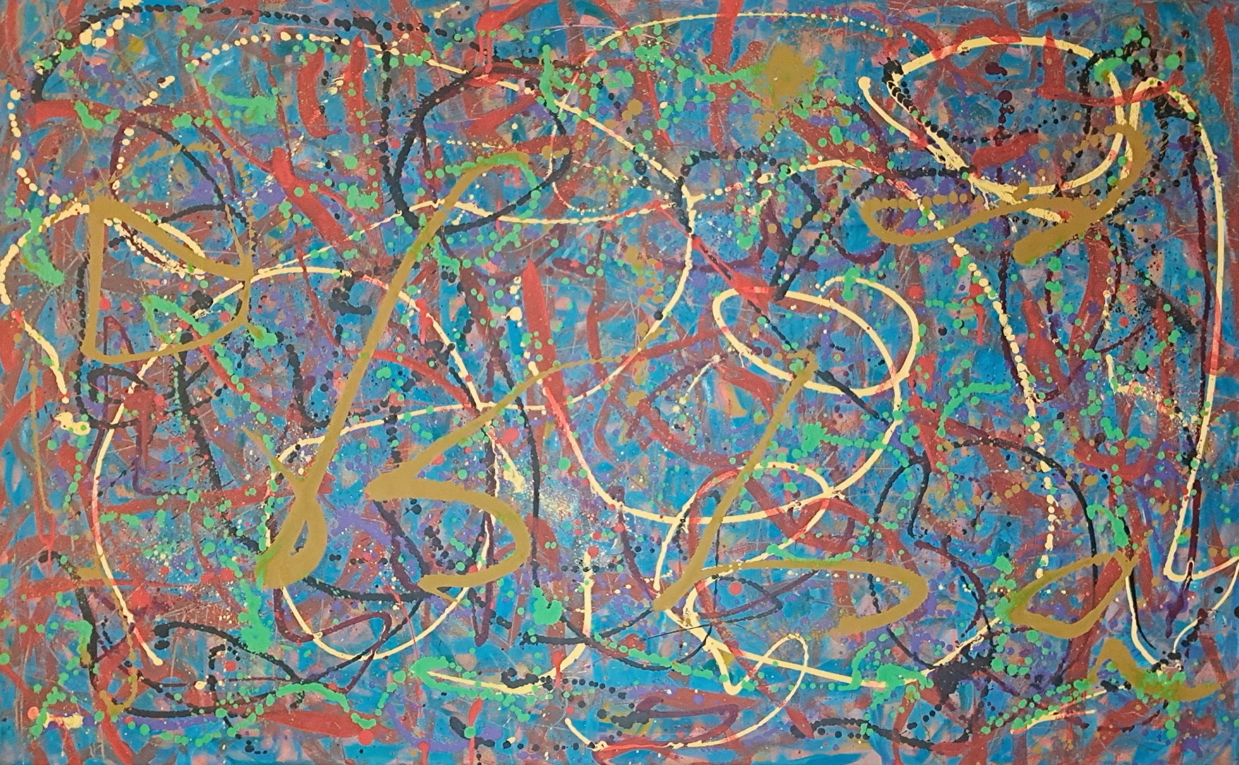 "Dancing Atop Memories", 30"x48", oils atop acrylics, completed January of 2026, for a suggested purchase amount of $800